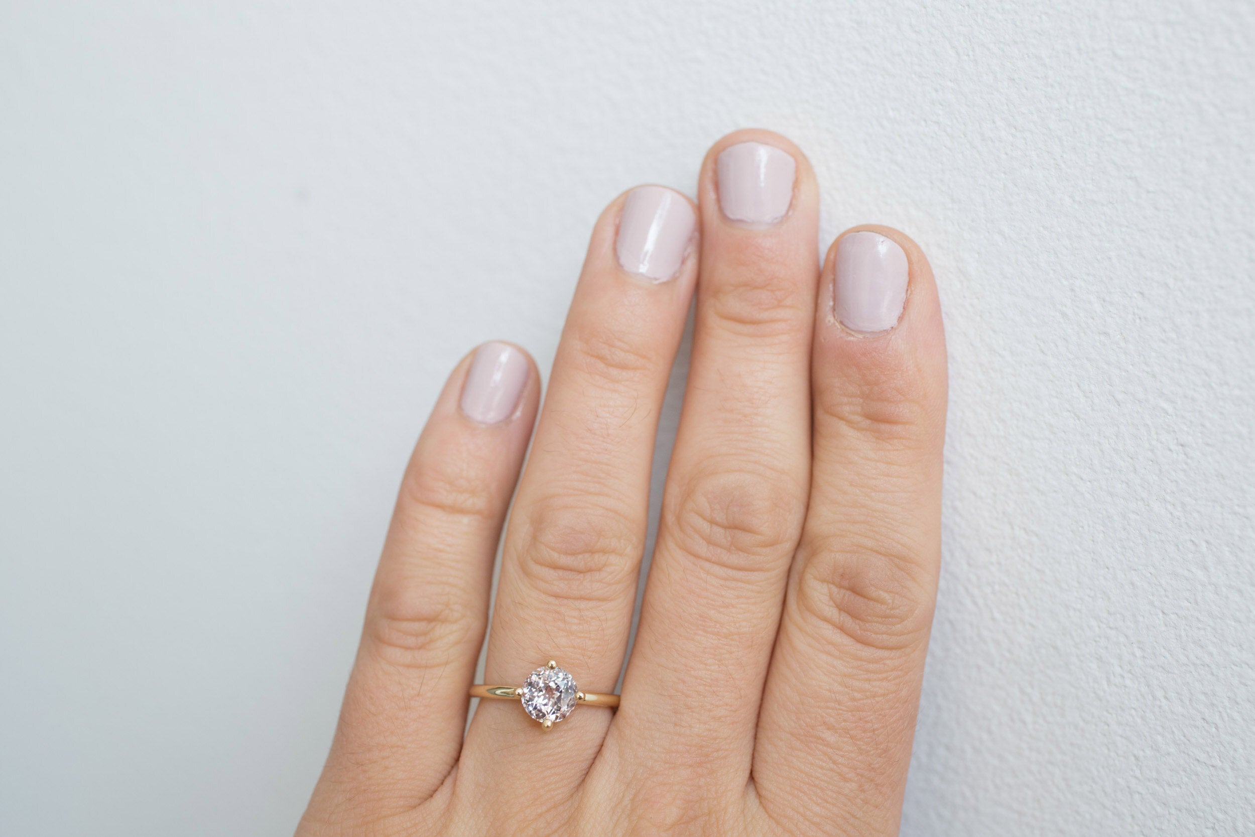 Leta Ring | Lavender Round Sapphire Compass Set Solitaire Engagement Ring 2.03 ct | 14k Recycled Gold | One of a Kind