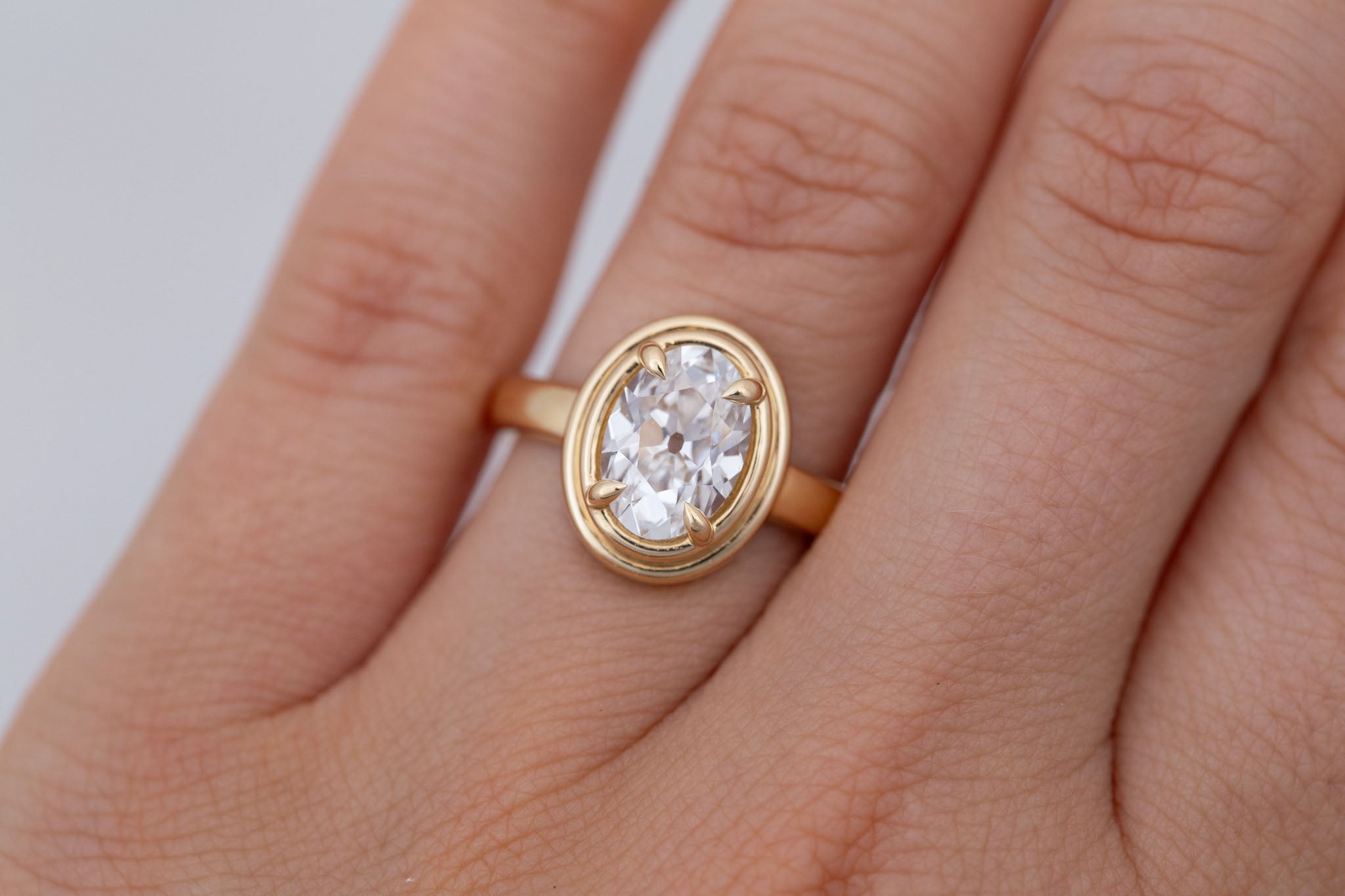 Drew Ring | Lab Antique Oval Diamond Solitaire Engagement Ring 2.04 ct | 14k Recycled Gold | One of a Kind