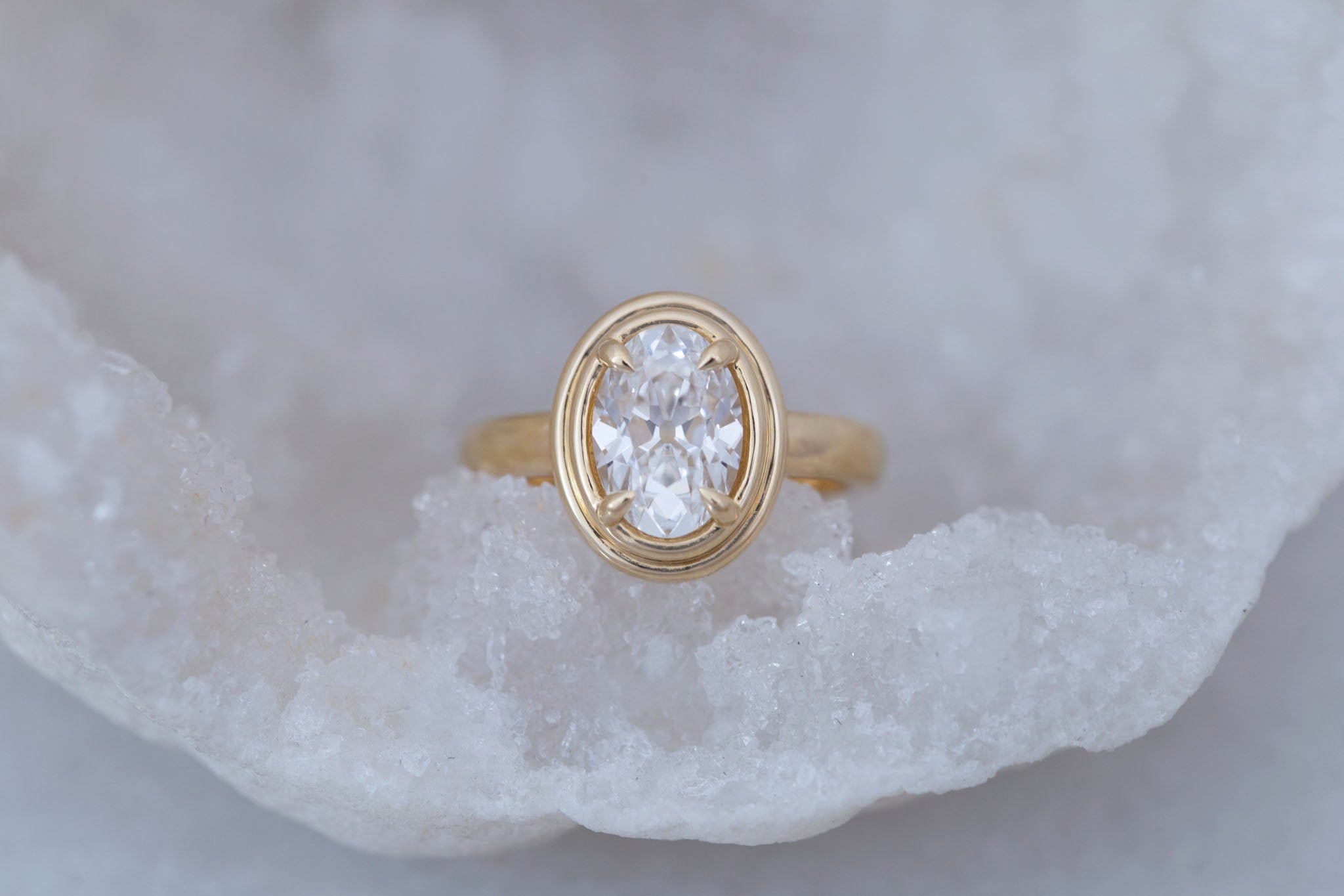 Drew Ring | Lab Antique Oval Diamond Solitaire Engagement Ring 2.04 ct | 14k Recycled Gold | One of a Kind