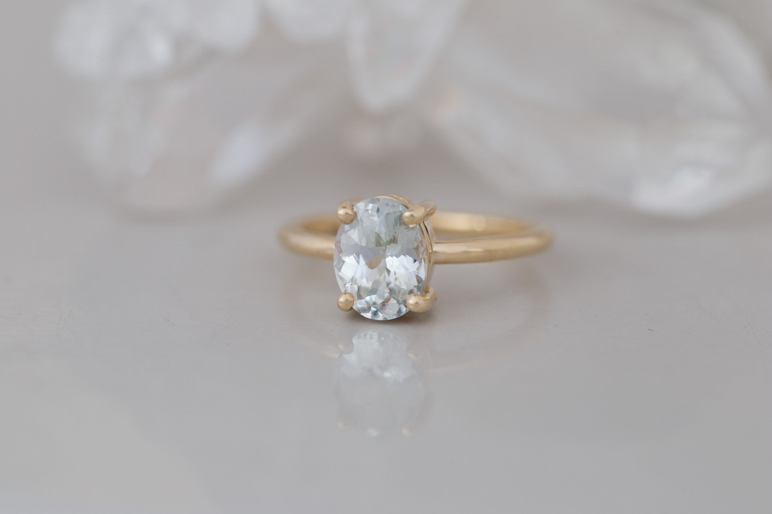 Briar Ring | Icy Mint Oval Sapphire Solitaire Engagement Ring 2.05 ct | 14k Recycled Gold | One of a Kind