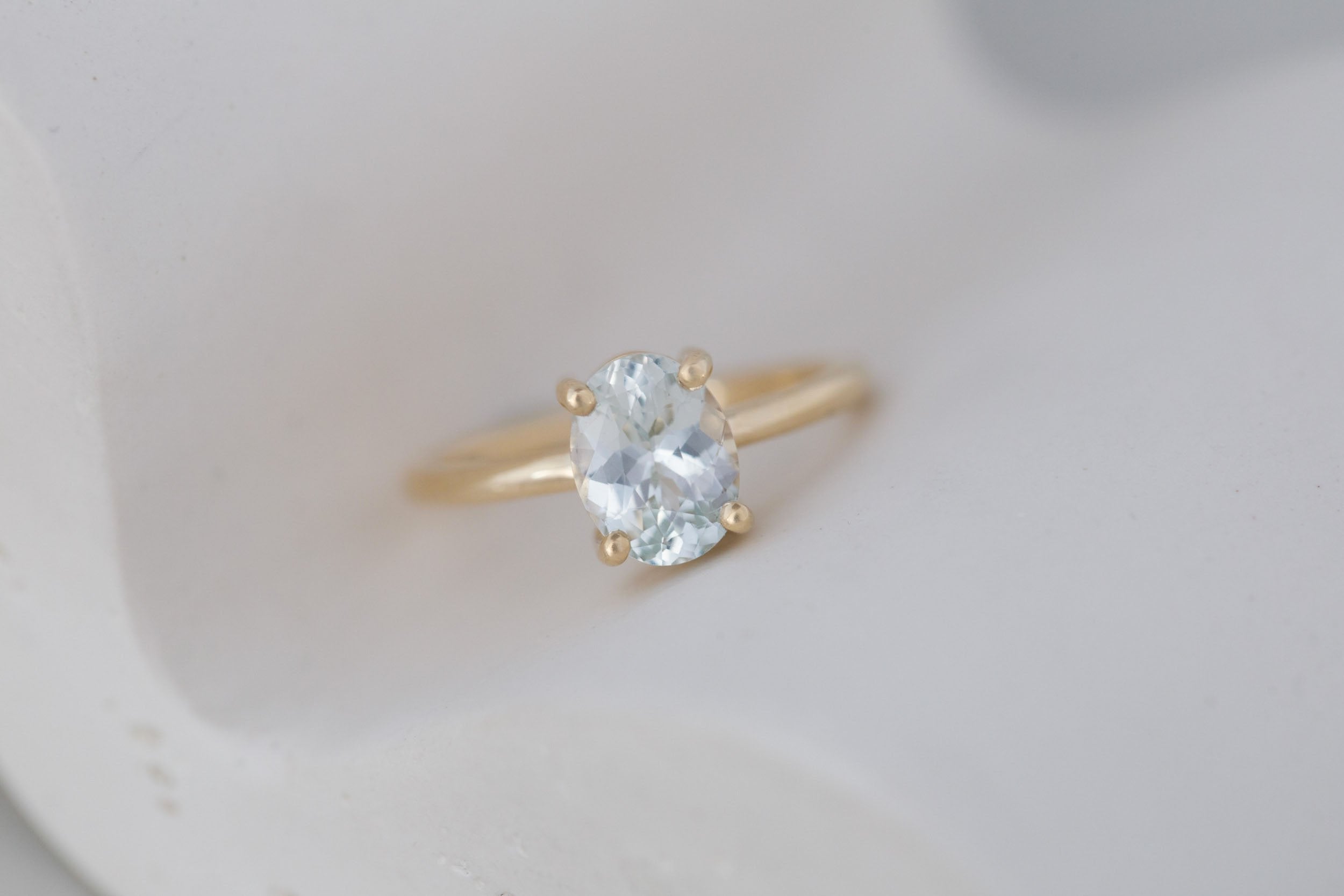 Briar Ring | Icy Mint Oval Sapphire Solitaire Engagement Ring 2.05 ct | 14k Recycled Gold | One of a Kind