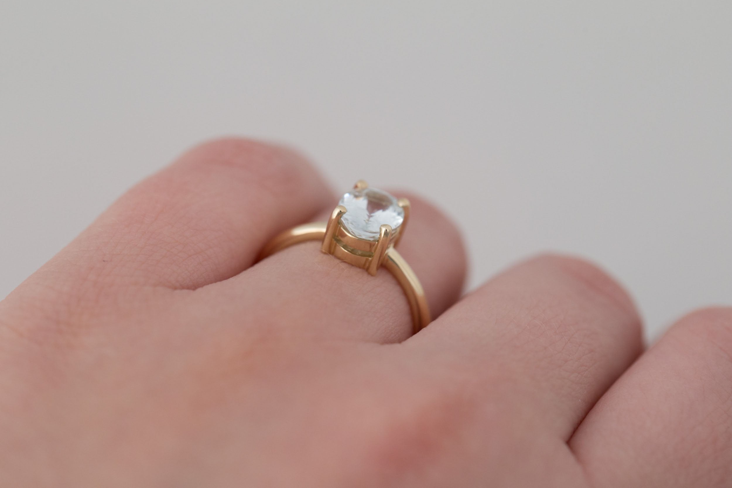 Briar Ring | Icy Mint Oval Sapphire Solitaire Engagement Ring 2.05 ct | 14k Recycled Gold | One of a Kind