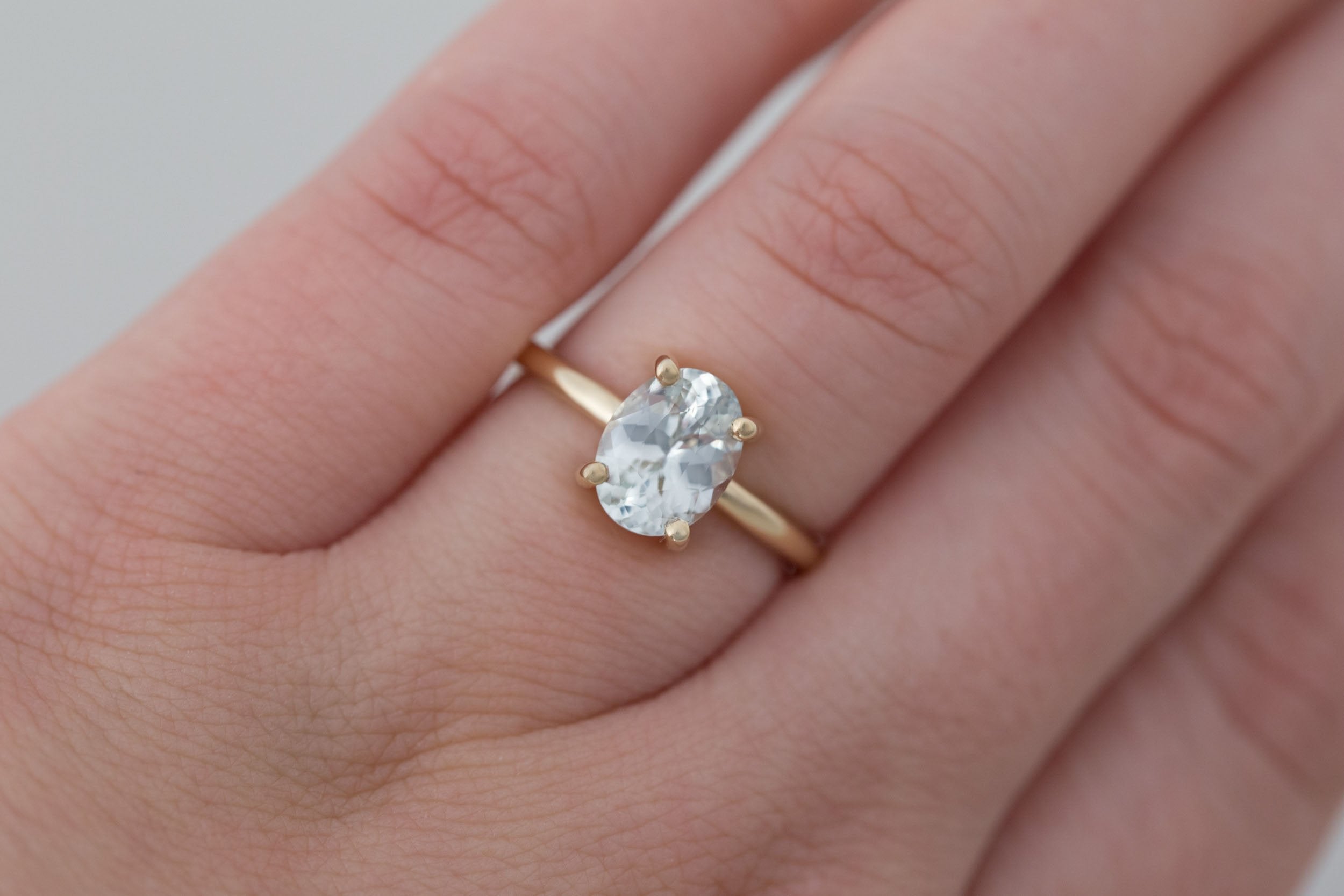 Briar Ring | Icy Mint Oval Sapphire Solitaire Engagement Ring 2.05 ct | 14k Recycled Gold | One of a Kind