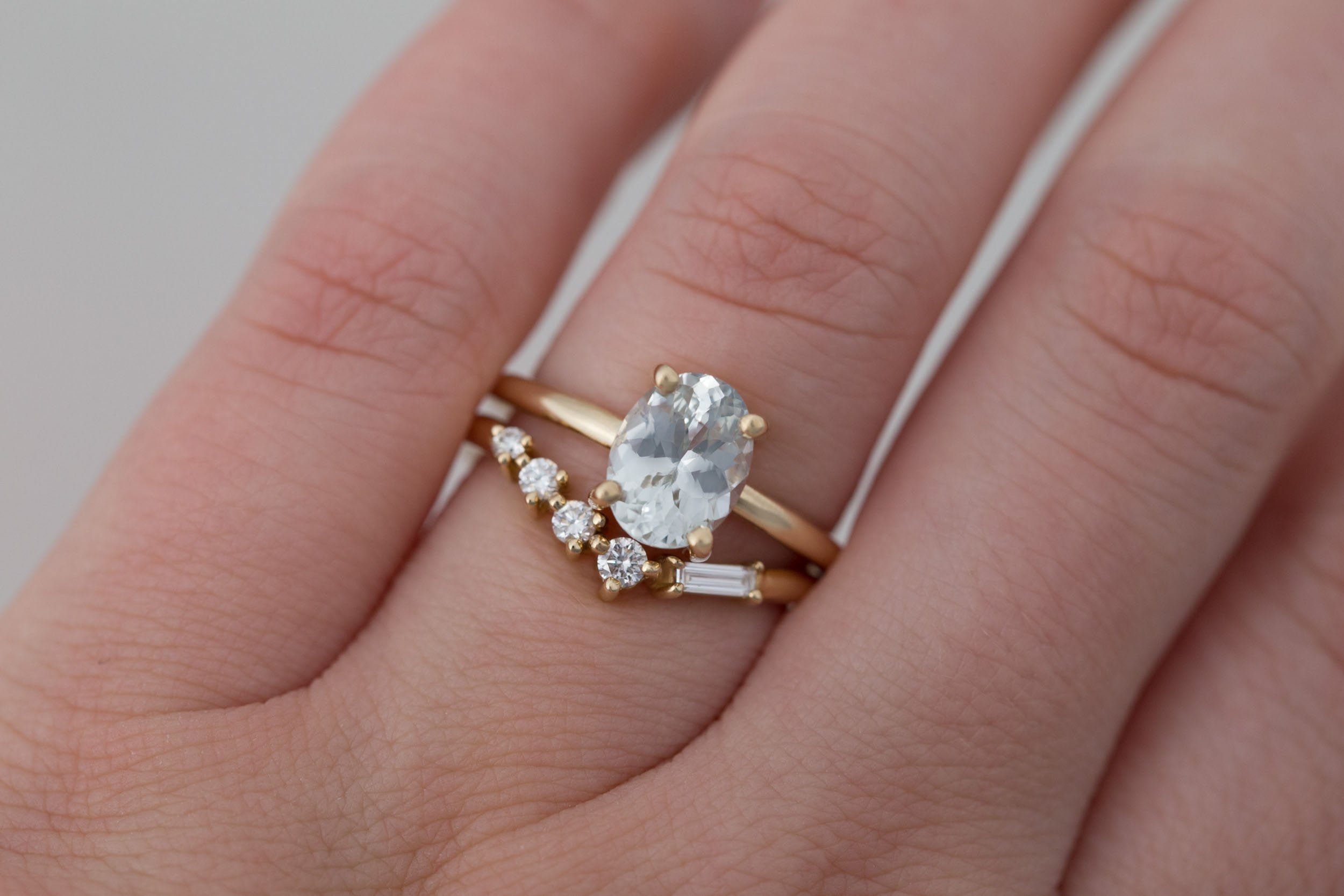 Briar Ring | Icy Mint Oval Sapphire Solitaire Engagement Ring 2.05 ct | 14k Recycled Gold | One of a Kind