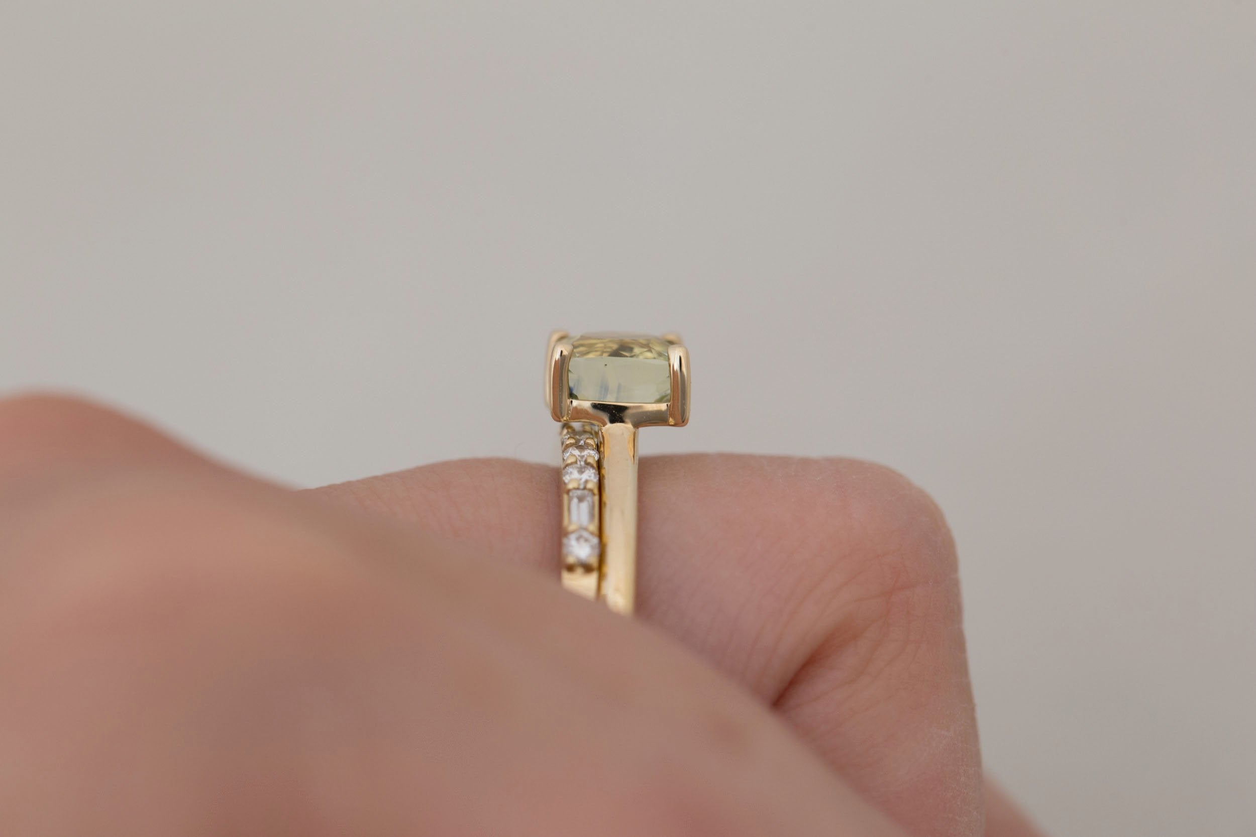 Briar Ring | Bicolor Cushion Cut Sapphire Solitaire Engagement Ring 2.06 ct | 14k Recycled Gold | One of a Kind