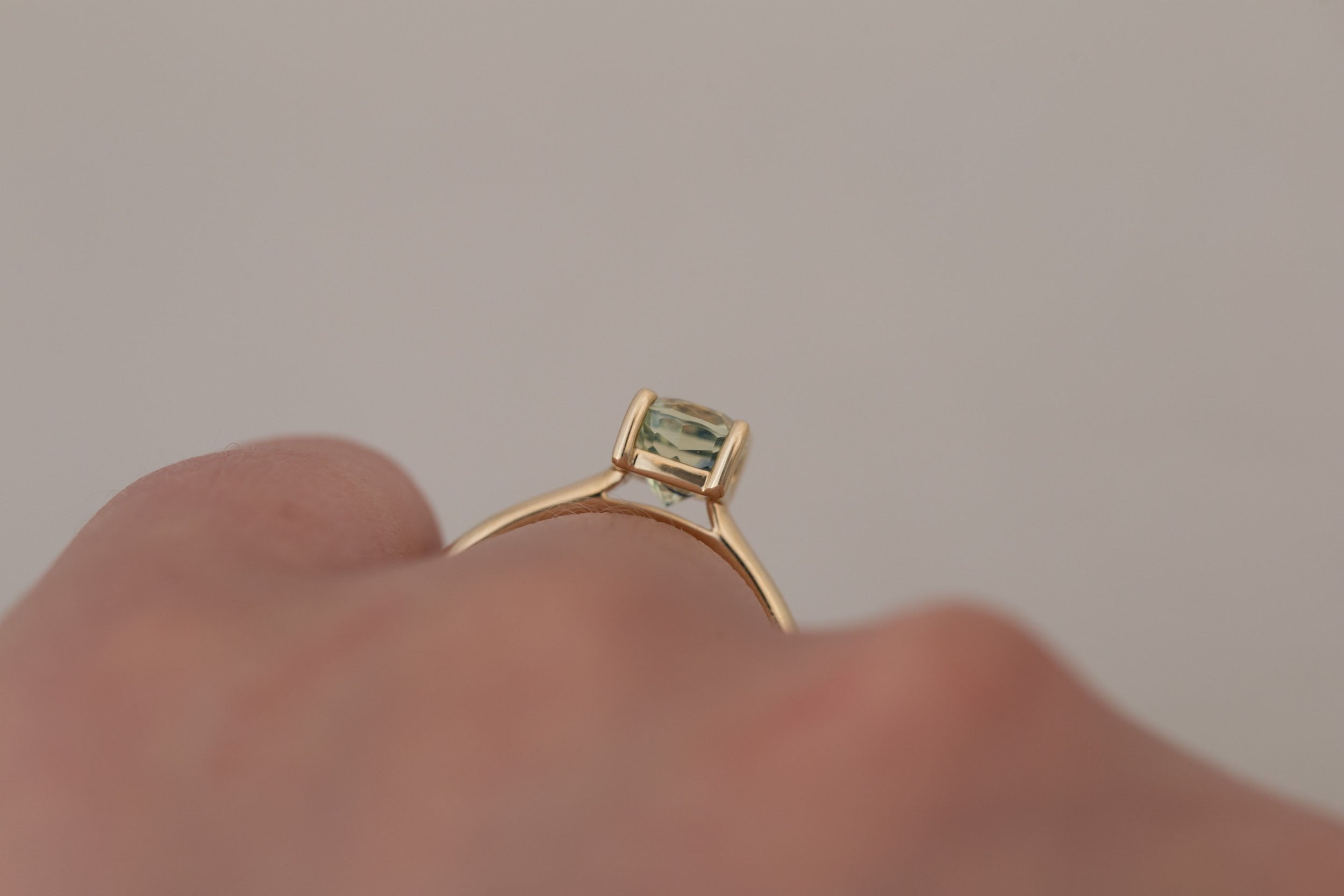 Briar Ring | Bicolor Cushion Cut Sapphire Solitaire Engagement Ring 2.06 ct | 14k Recycled Gold | One of a Kind