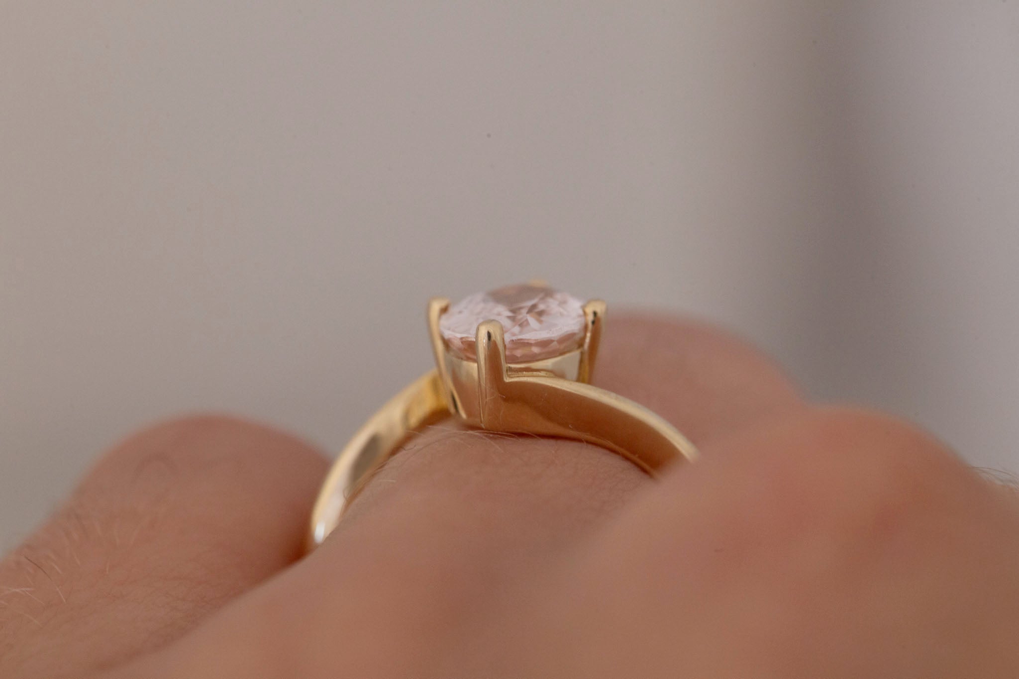 Marin Ring | Blush Oval Sapphire Bypass Engagement Ring 2.07 ct | 14k Recycled Gold | One of a Kind