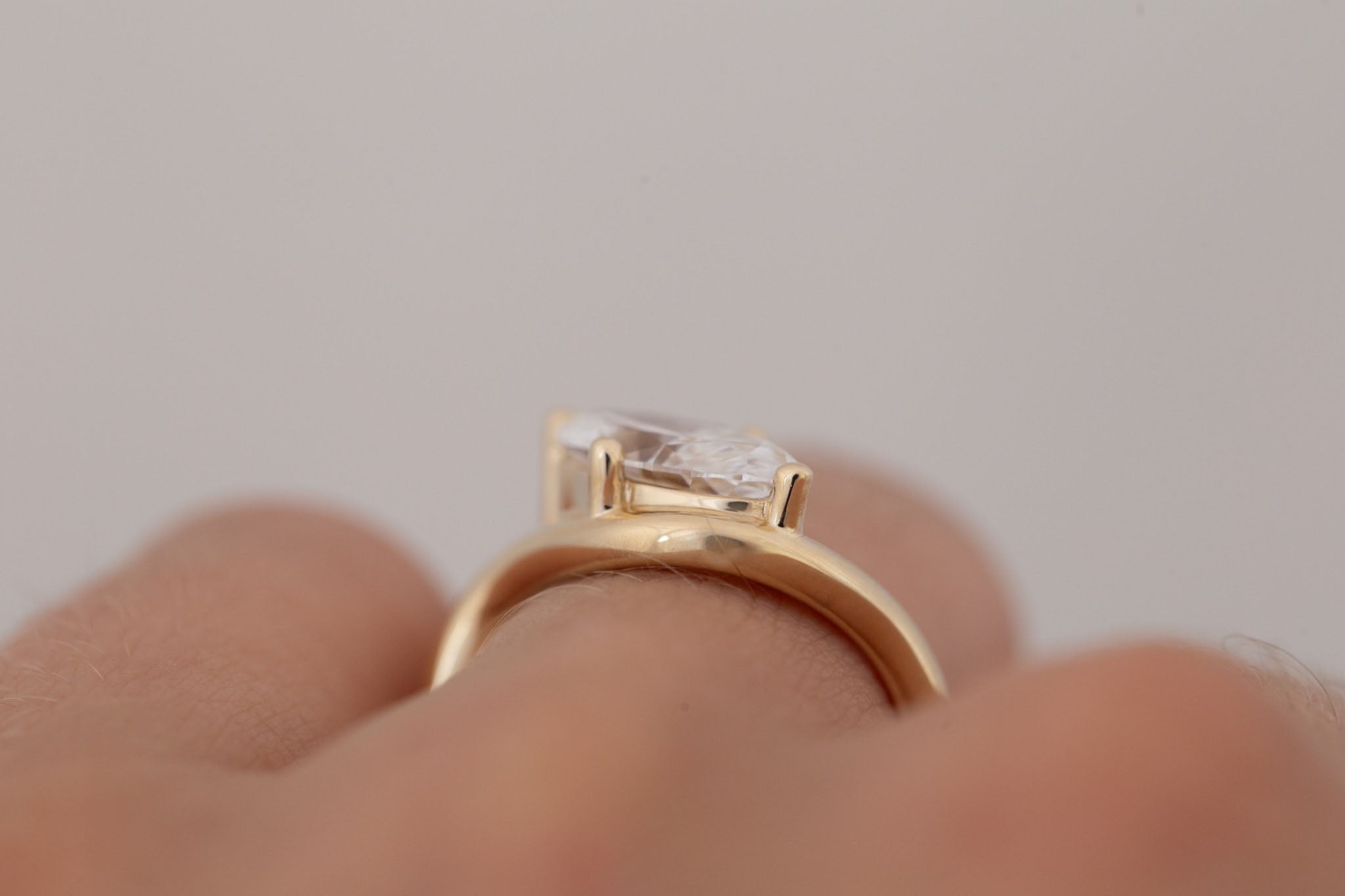 Townes Ring | Lab Moval Cut Diamond Solitaire Curved Band Engagement Ring + Wedding Band Set 2.08 ct | 14k Recycled Gold | One of a Kind