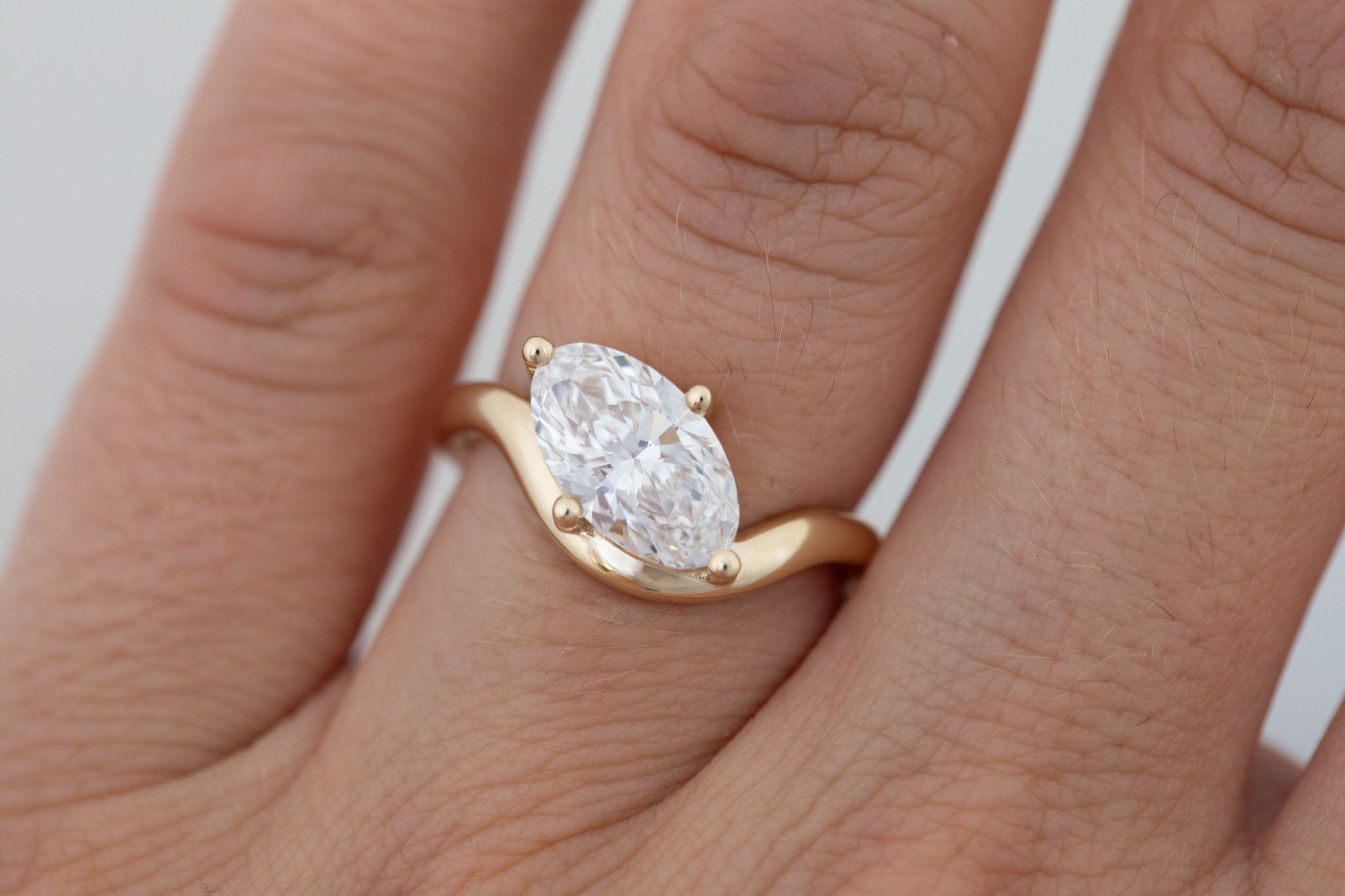 Townes Ring | Lab Moval Cut Diamond Solitaire Curved Band Engagement Ring + Wedding Band Set 2.08 ct | 14k Recycled Gold | One of a Kind