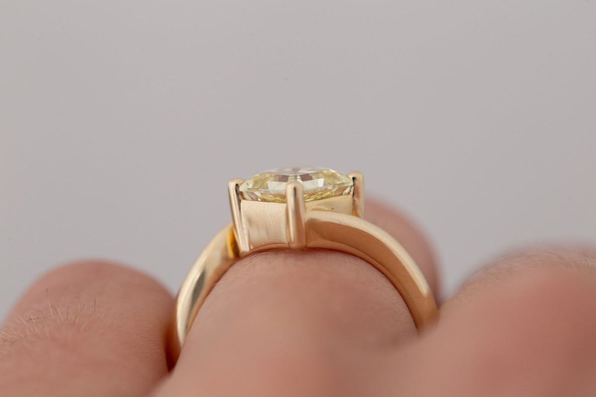 Marin Ring | Lab Yellow Diamond Asscher Bypass Engagement Ring 2.08 ct | 14k Recycled Gold | One of a Kind