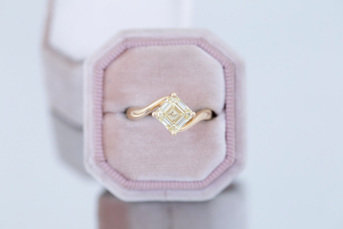 Marin Ring | Lab Yellow Diamond Asscher Bypass Engagement Ring 2.08 ct | 14k Recycled Gold | One of a Kind
