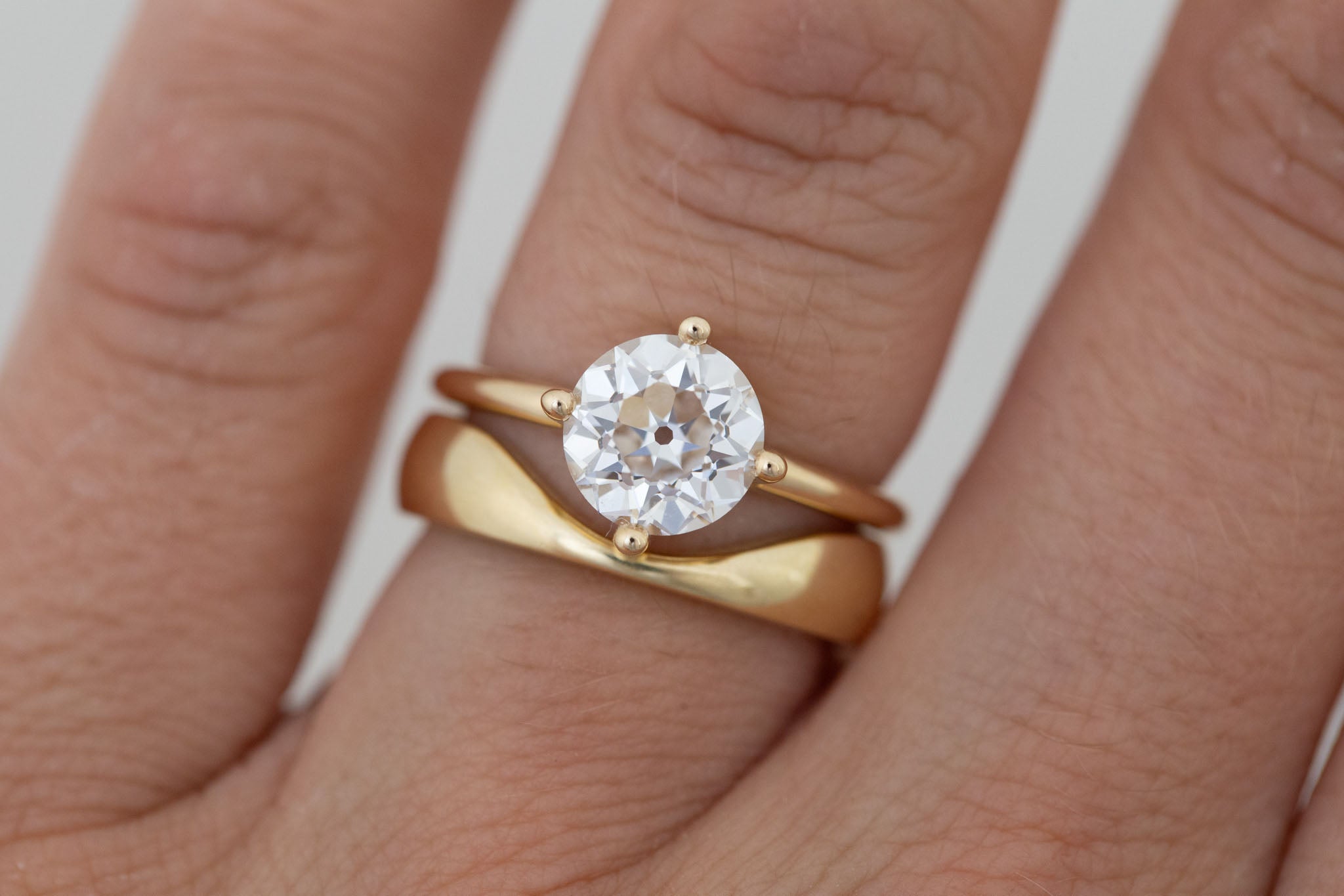 Leta Ring | Lab Antique Old European Cut Diamond Compass Set Solitaire Engagement Ring 2.09 ct | 14k Recycled Gold | One of a Kind