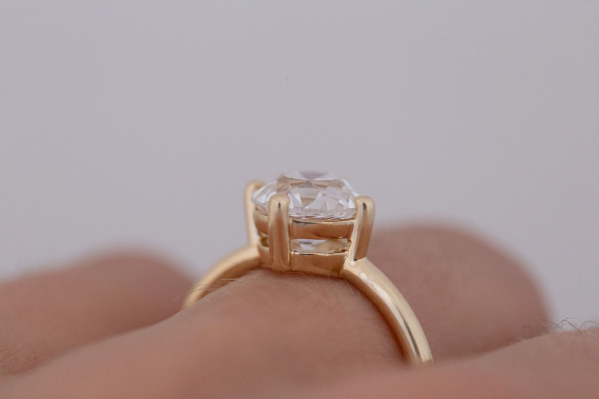 Leta Ring | Lab Antique Old European Cut Diamond Compass Set Solitaire Engagement Ring 2.09 ct | 14k Recycled Gold | One of a Kind