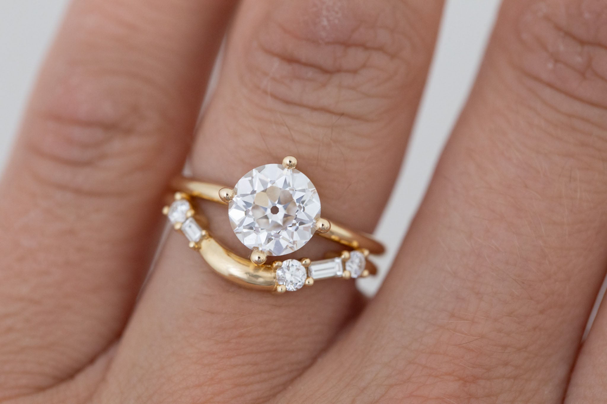 Leta Ring | Lab Antique Old European Cut Diamond Compass Set Solitaire Engagement Ring 2.09 ct | 14k Recycled Gold | One of a Kind