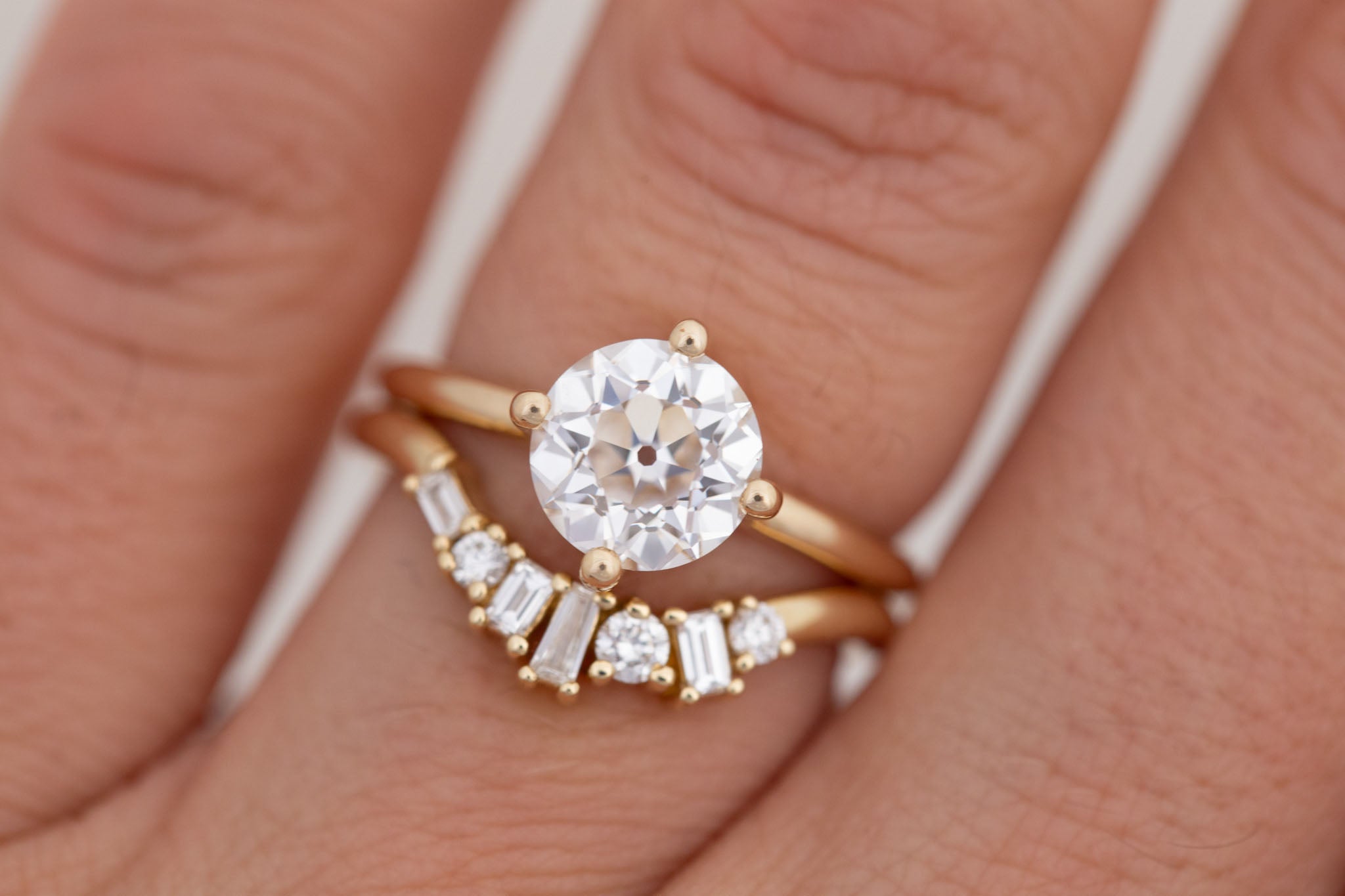 Leta Ring | Lab Antique Old European Cut Diamond Compass Set Solitaire Engagement Ring 2.09 ct | 14k Recycled Gold | One of a Kind