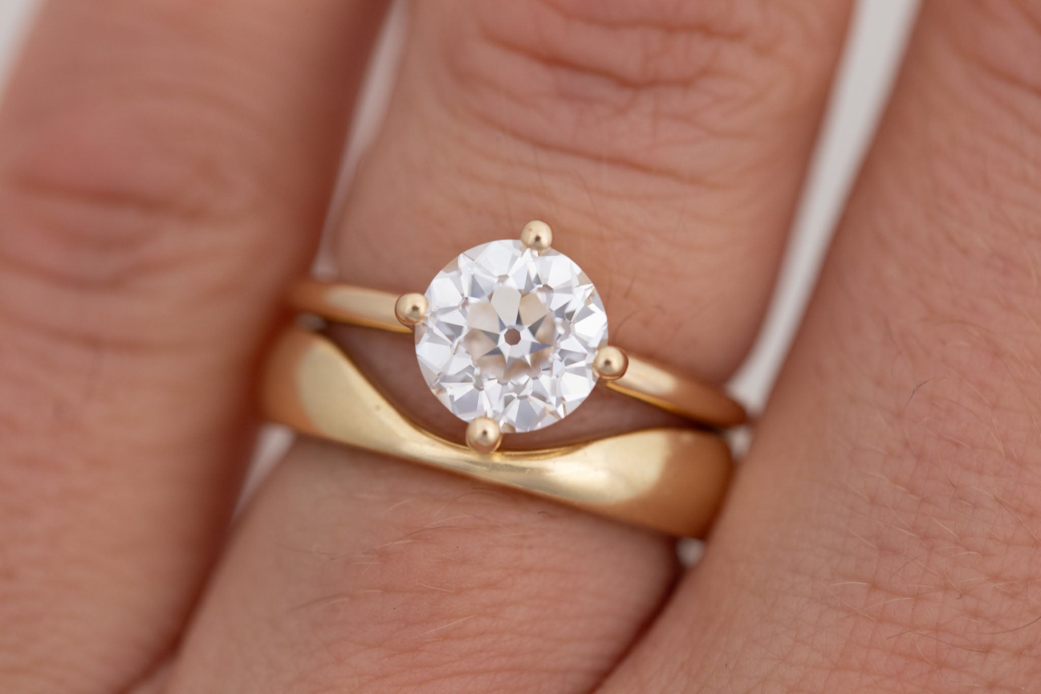 Leta Ring | Lab Antique Old European Cut Diamond Compass Set Solitaire Engagement Ring 2.09 ct | 14k Recycled Gold | One of a Kind