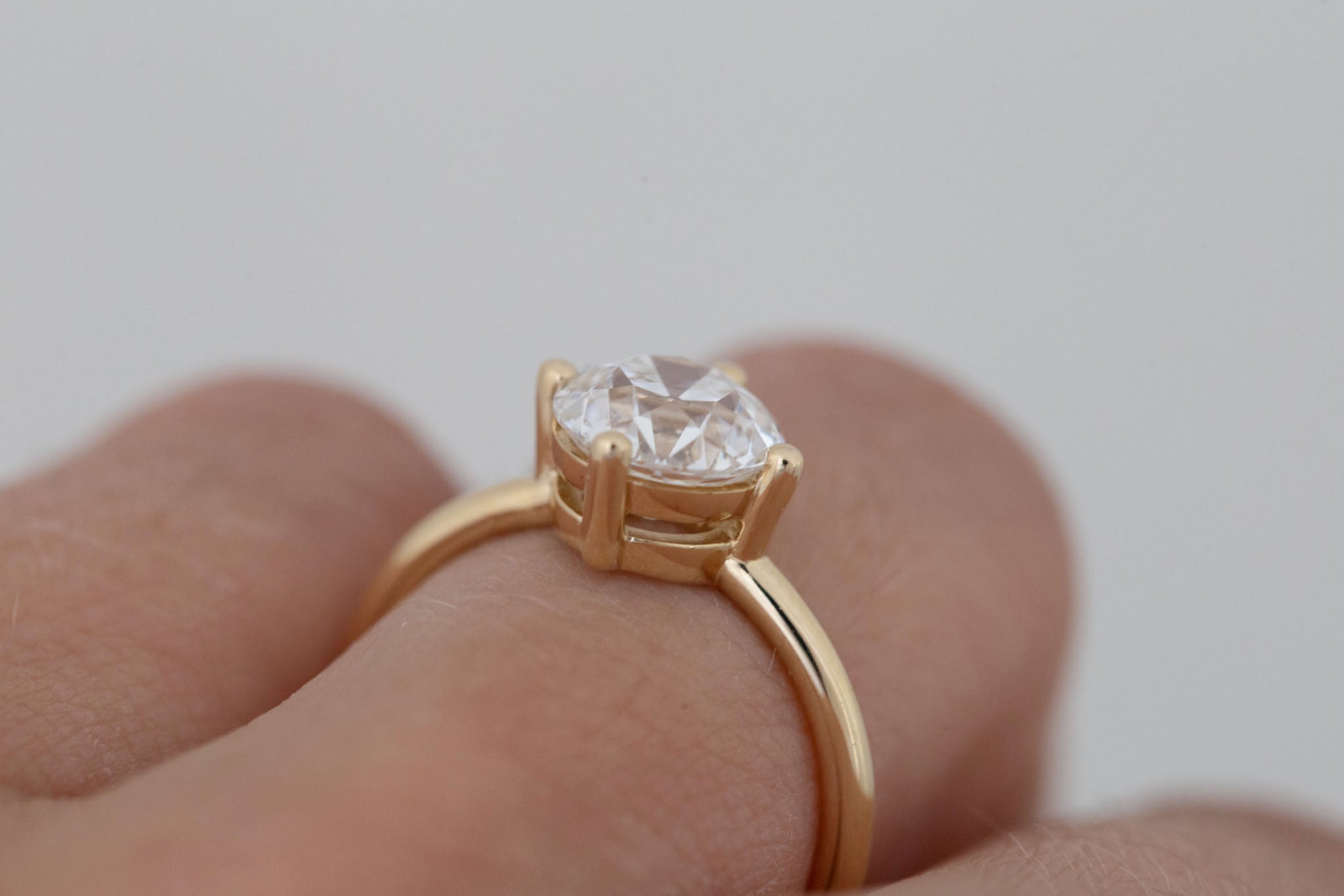 Leta Ring | Lab Antique Old European Cut Diamond Compass Set Solitaire Engagement Ring 2.09 ct | 14k Recycled Gold | One of a Kind