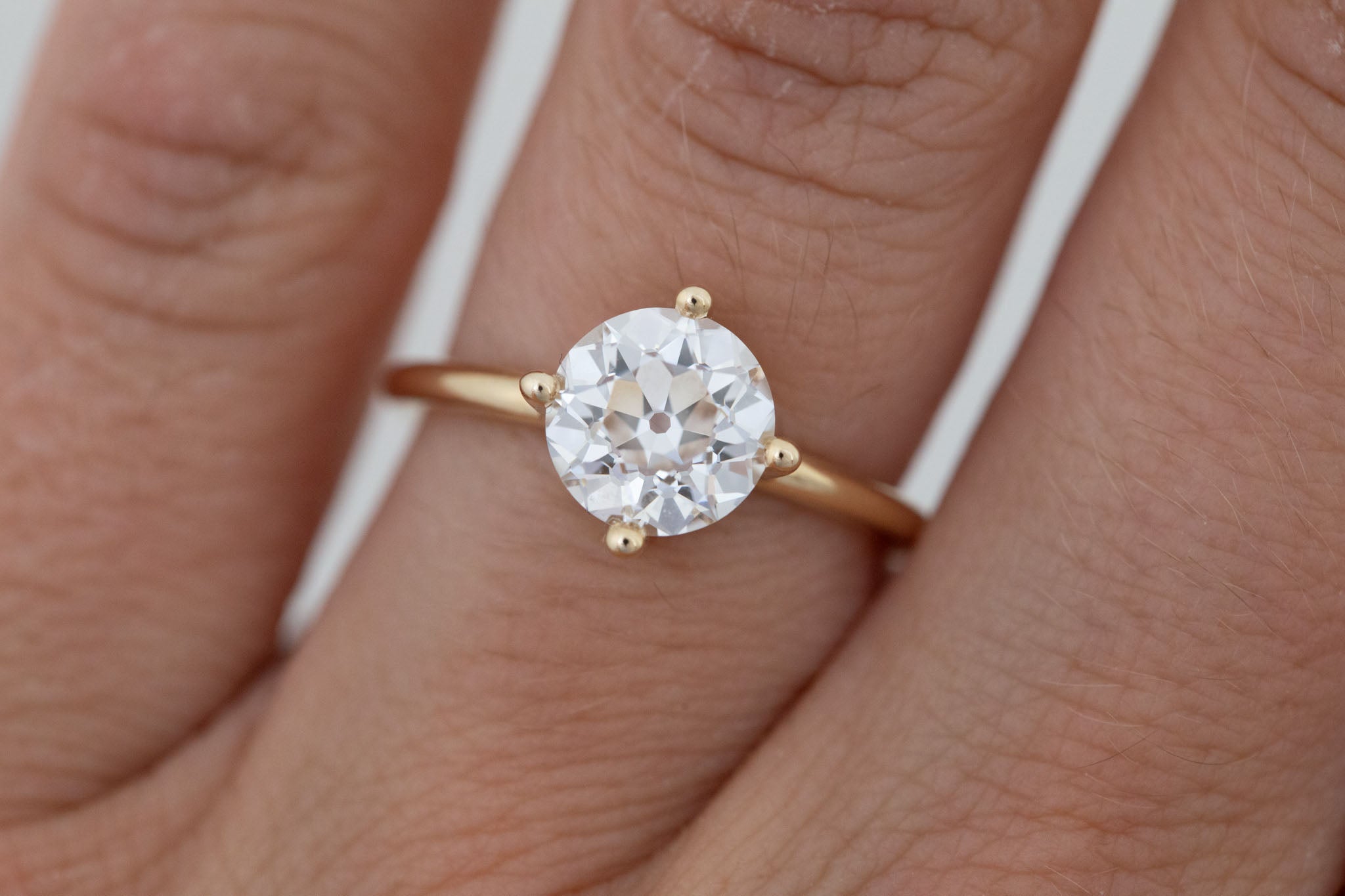 Leta Ring | Lab Antique Old European Cut Diamond Compass Set Solitaire Engagement Ring 2.09 ct | 14k Recycled Gold | One of a Kind