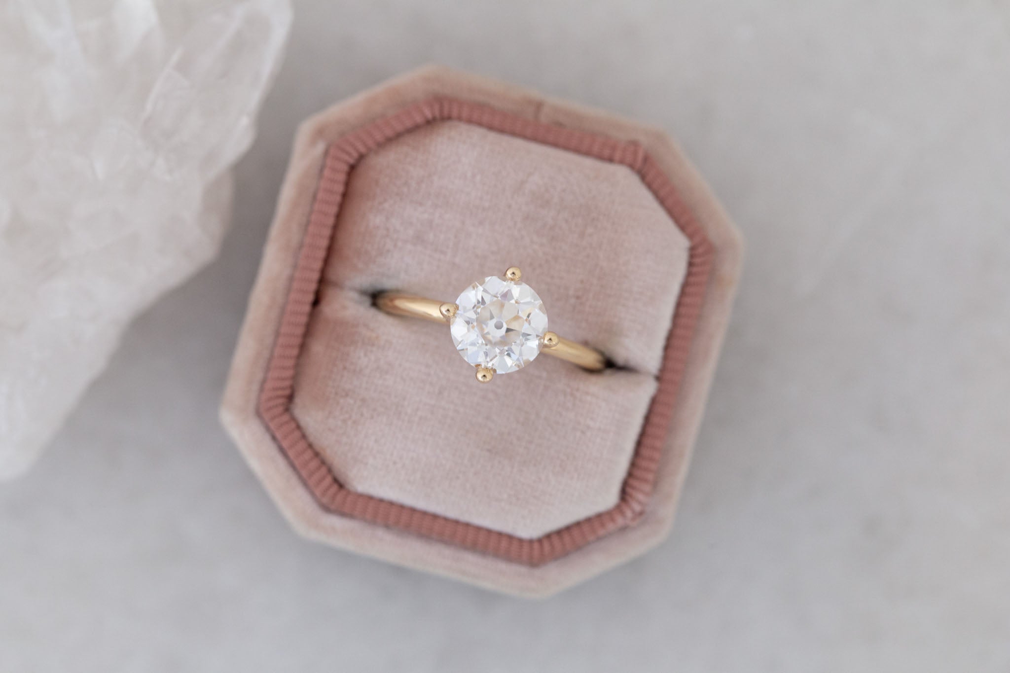 Leta Ring | Lab Antique Old European Cut Diamond Compass Set Solitaire Engagement Ring 2.09 ct | 14k Recycled Gold | One of a Kind