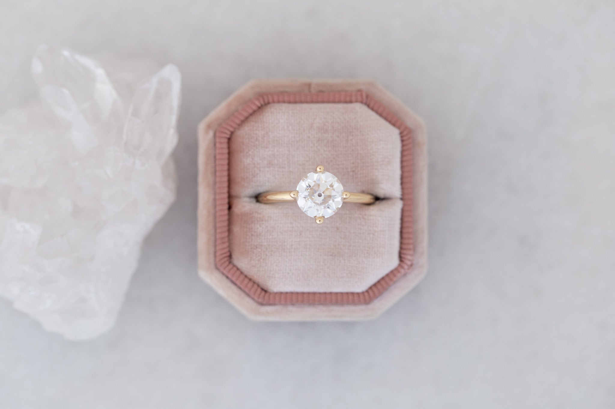 Leta Ring | Lab Antique Old European Cut Diamond Compass Set Solitaire Engagement Ring 2.09 ct | 14k Recycled Gold | One of a Kind