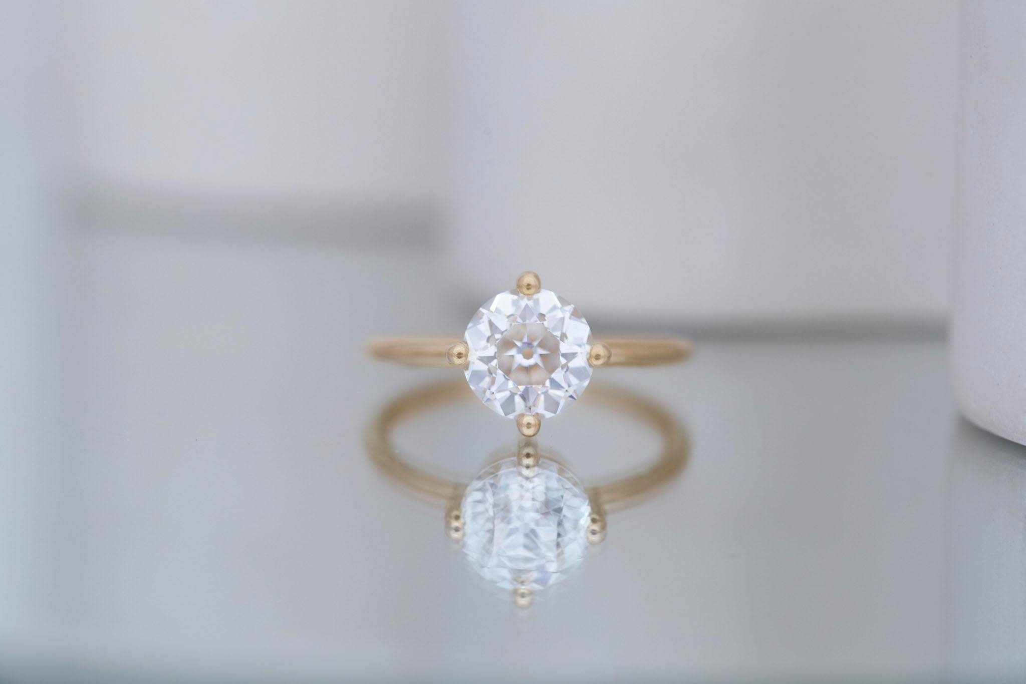 Leta Ring | Lab Antique Old European Cut Diamond Compass Set Solitaire Engagement Ring 2.09 ct | 14k Recycled Gold | One of a Kind