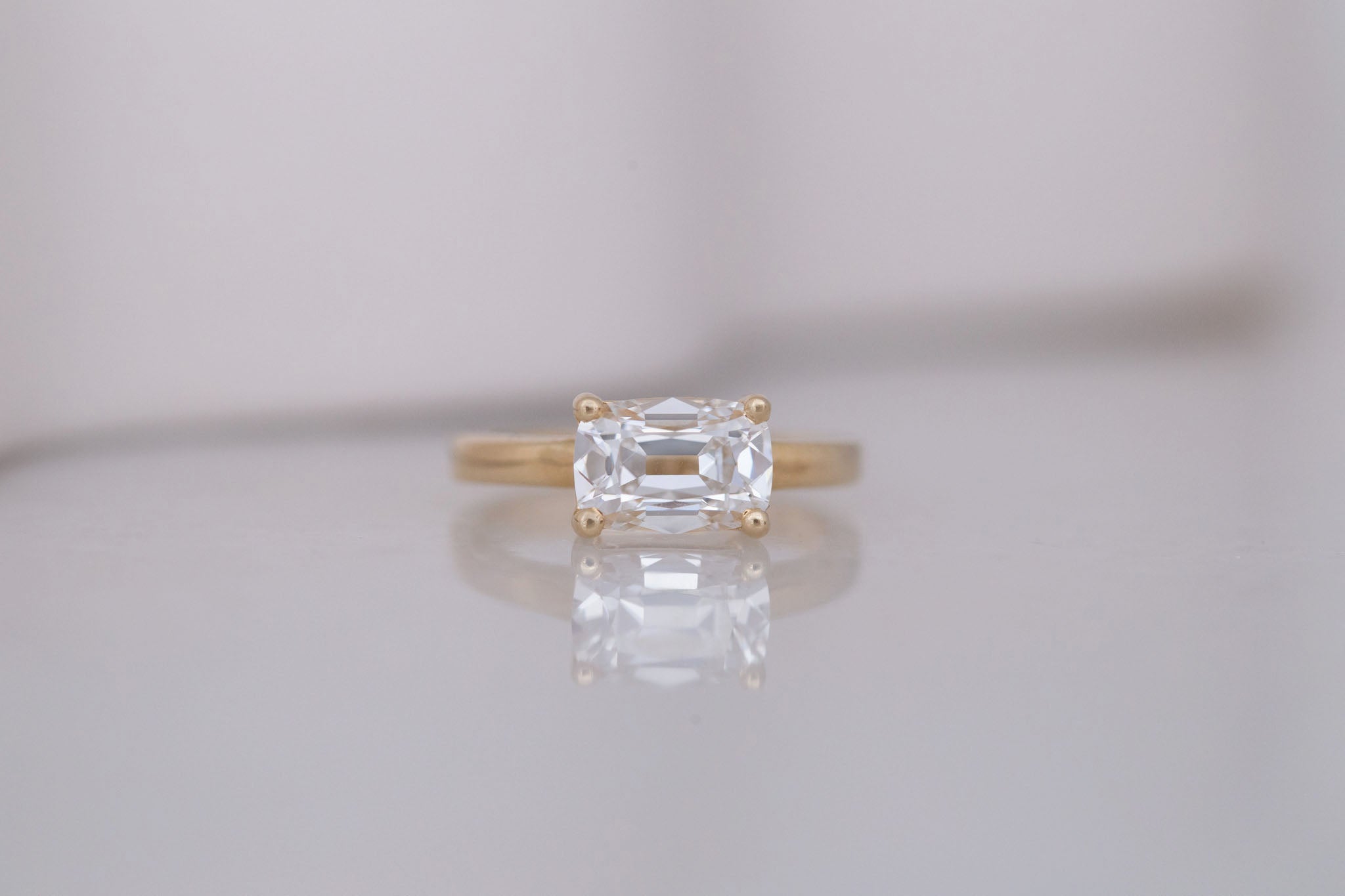 Briar Ring | Lab Cushion Cut Solitaire Engagement Ring 2.09 ct | 14k Recycled Gold | One of a Kind
