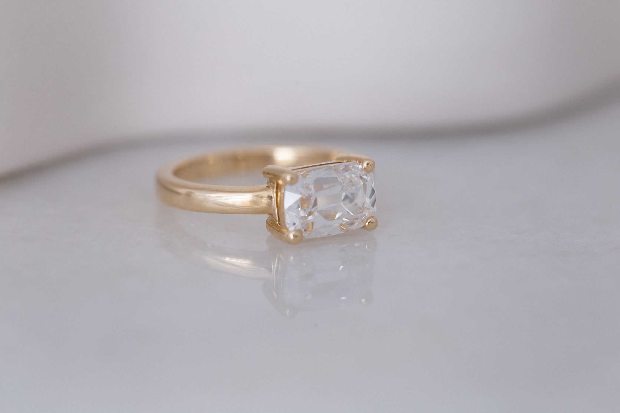 Briar Ring | Lab Cushion Cut Solitaire Engagement Ring 2.09 ct | 14k Recycled Gold | One of a Kind