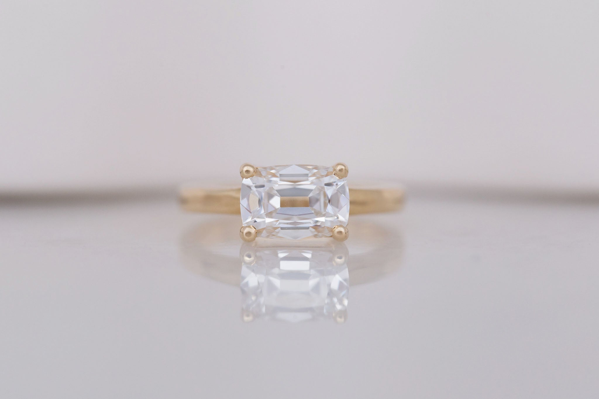 Briar Ring | Lab Cushion Cut Solitaire Engagement Ring 2.09 ct | 14k Recycled Gold | One of a Kind