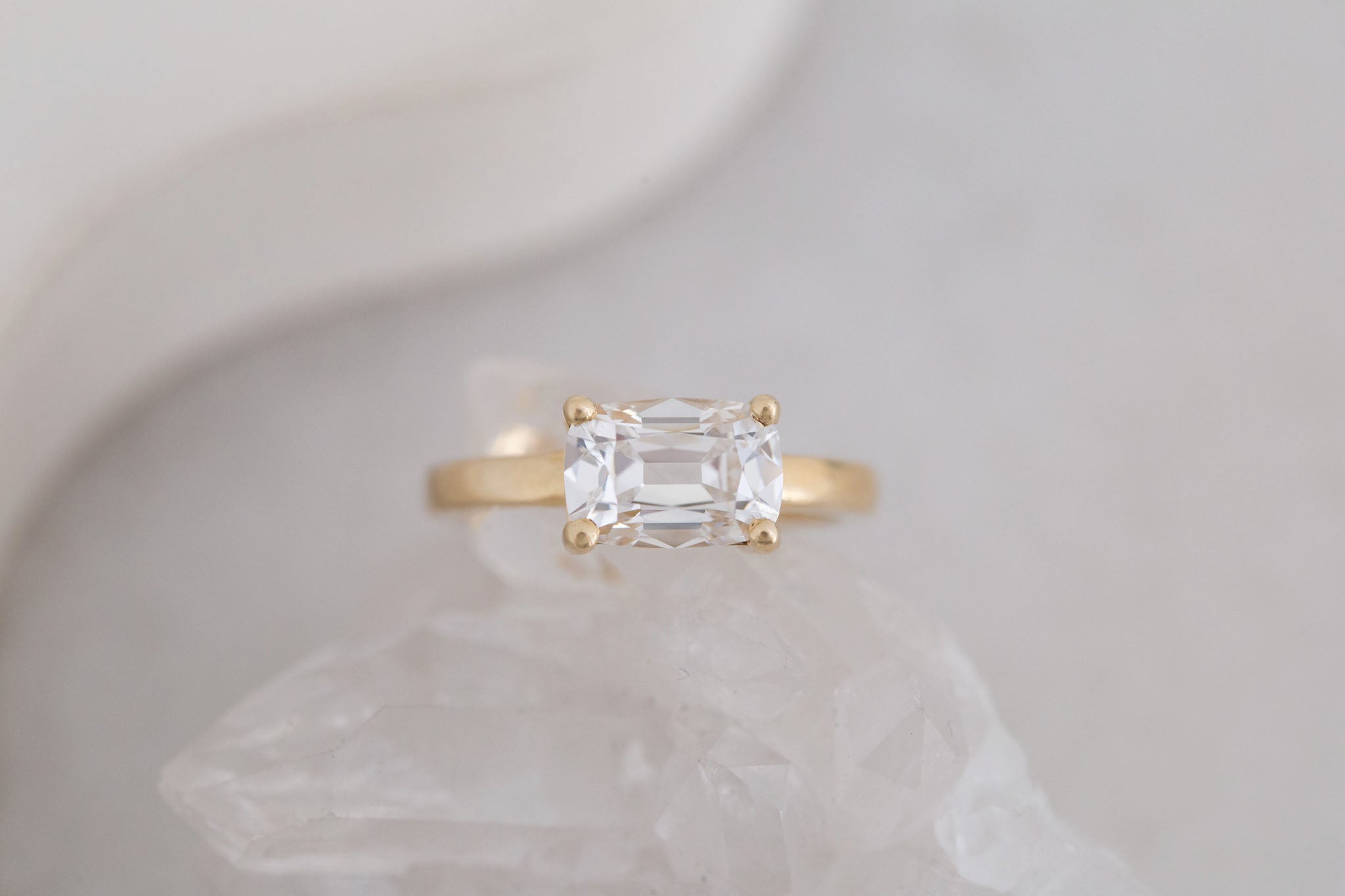 Briar Ring | Lab Cushion Cut Solitaire Engagement Ring 2.09 ct | 14k Recycled Gold | One of a Kind