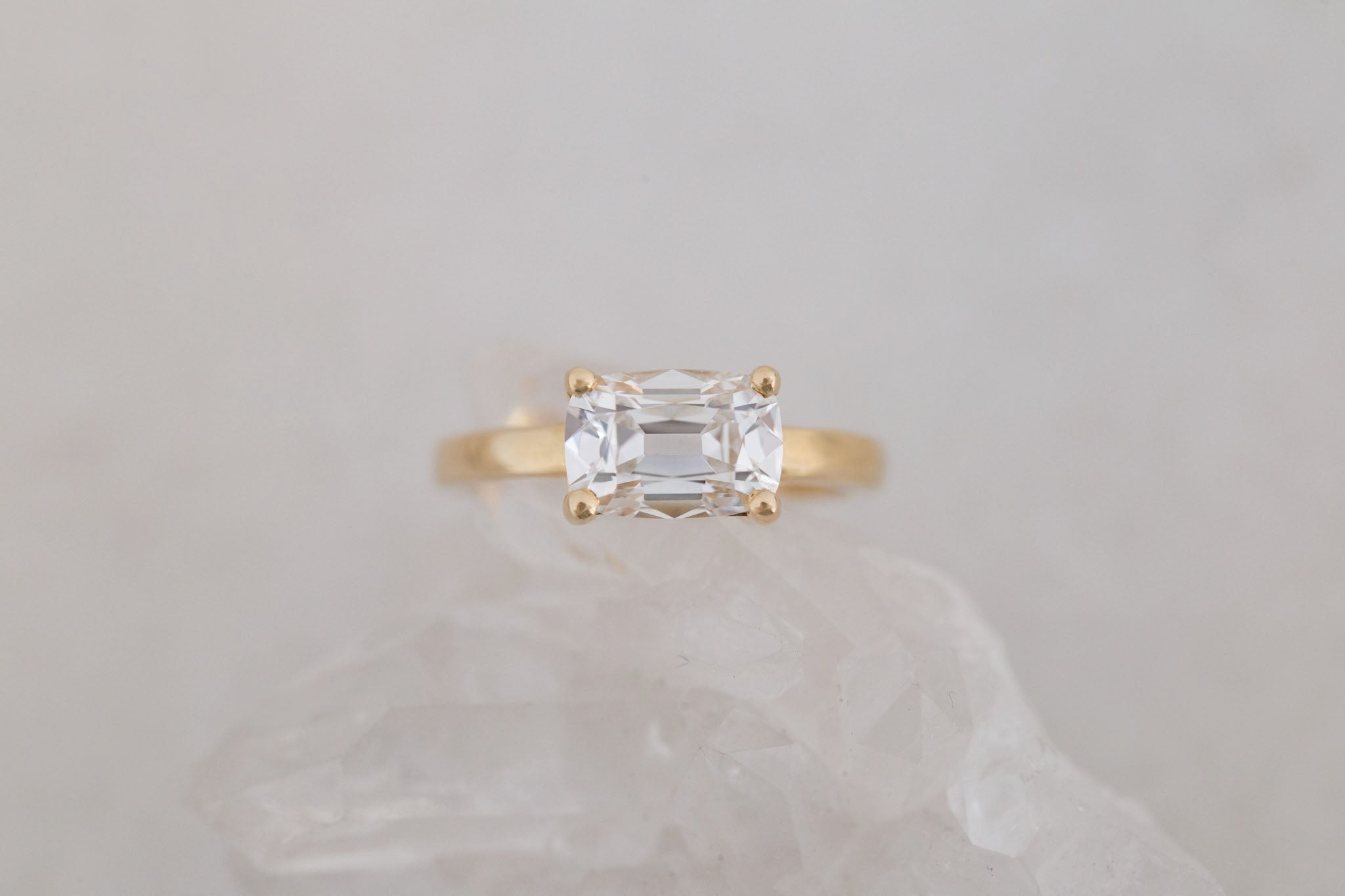 Briar Ring | Lab Cushion Cut Solitaire Engagement Ring 2.09 ct | 14k Recycled Gold | One of a Kind