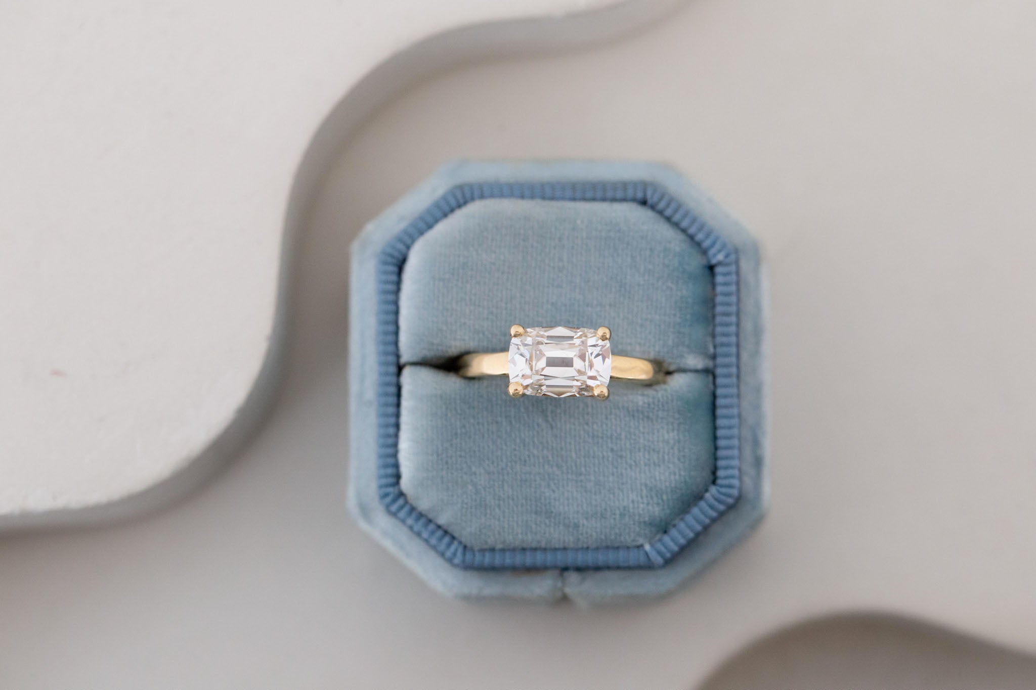 Briar Ring | Lab Cushion Cut Solitaire Engagement Ring 2.09 ct | 14k Recycled Gold | One of a Kind