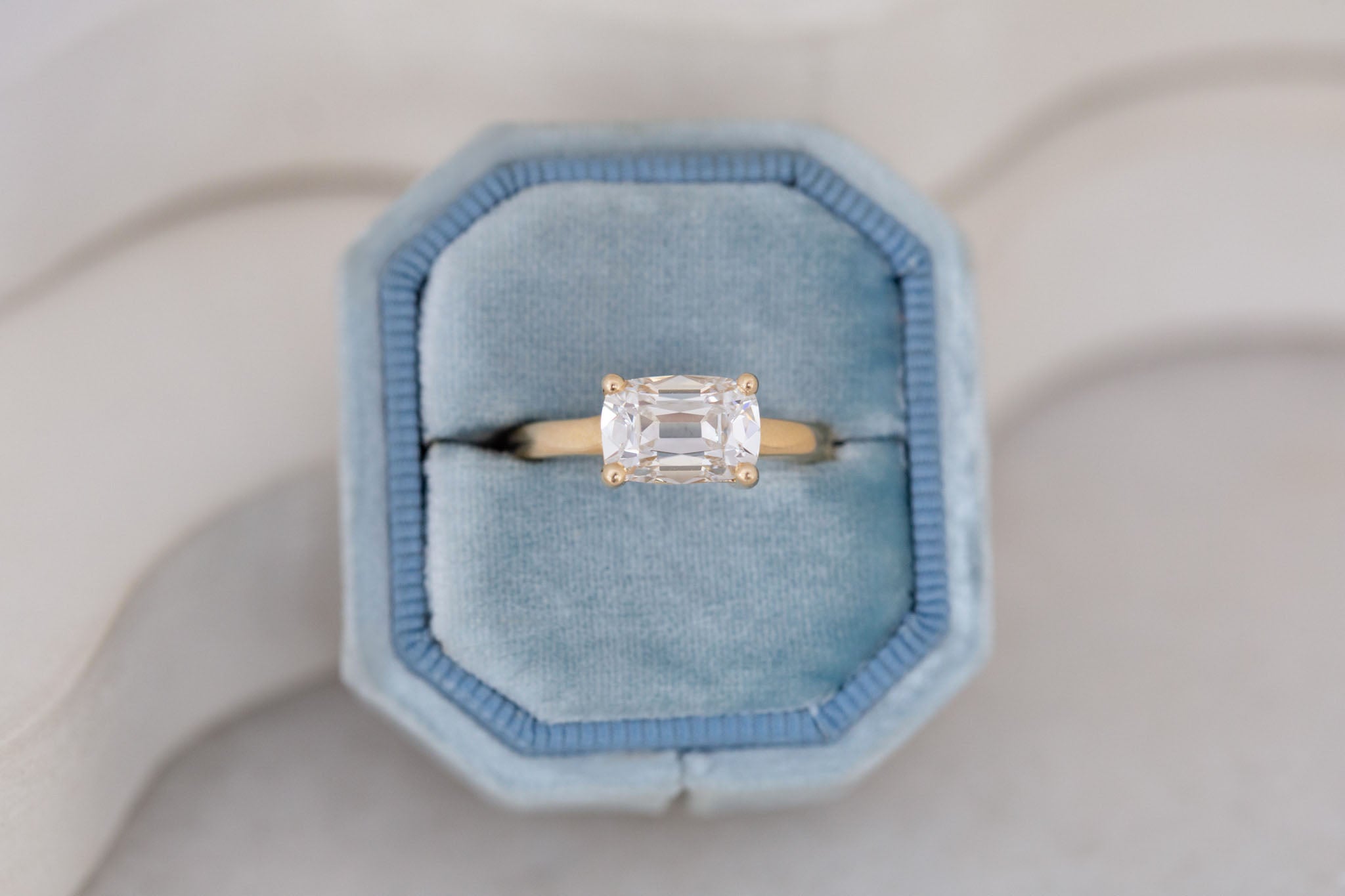Briar Ring | Lab Cushion Cut Solitaire Engagement Ring 2.09 ct | 14k Recycled Gold | One of a Kind