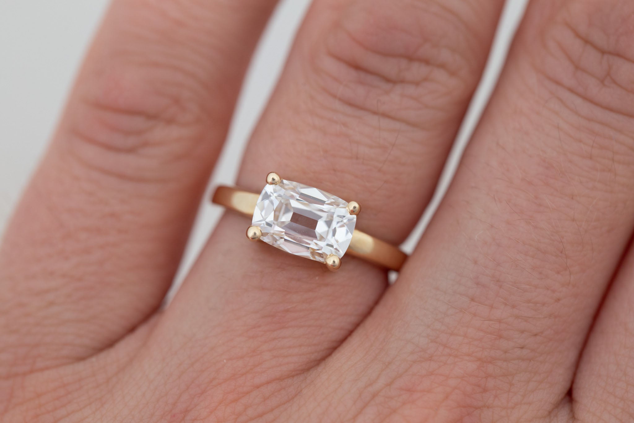 Briar Ring | Lab Cushion Cut Solitaire Engagement Ring 2.09 ct | 14k Recycled Gold | One of a Kind