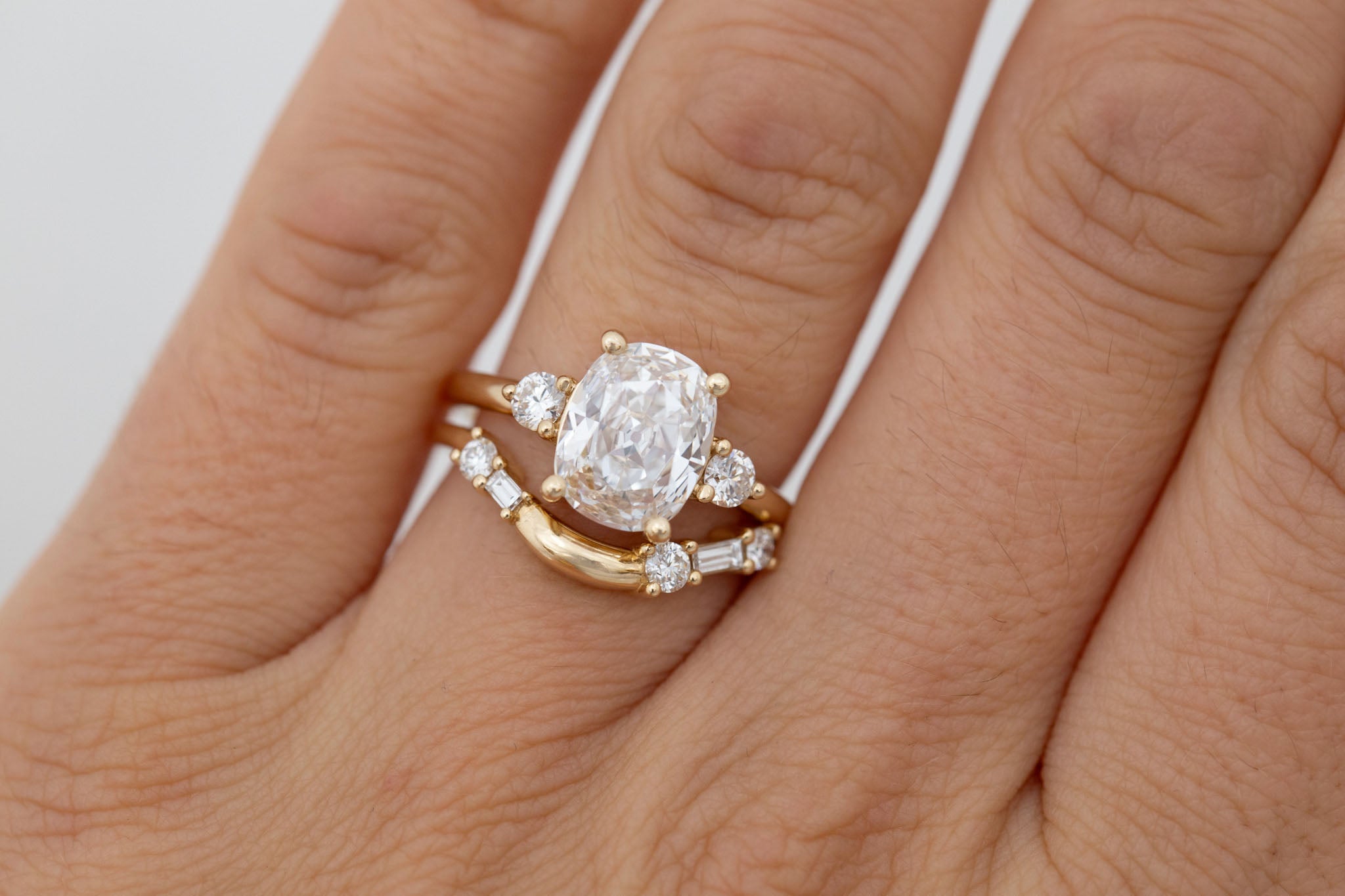 Maeve Ring | Lab Antique Cushion Cut Diamond + Round Lab Diamond Accent Engagement Ring 2.11 ct | 14k Recycled Gold | One of a Kind