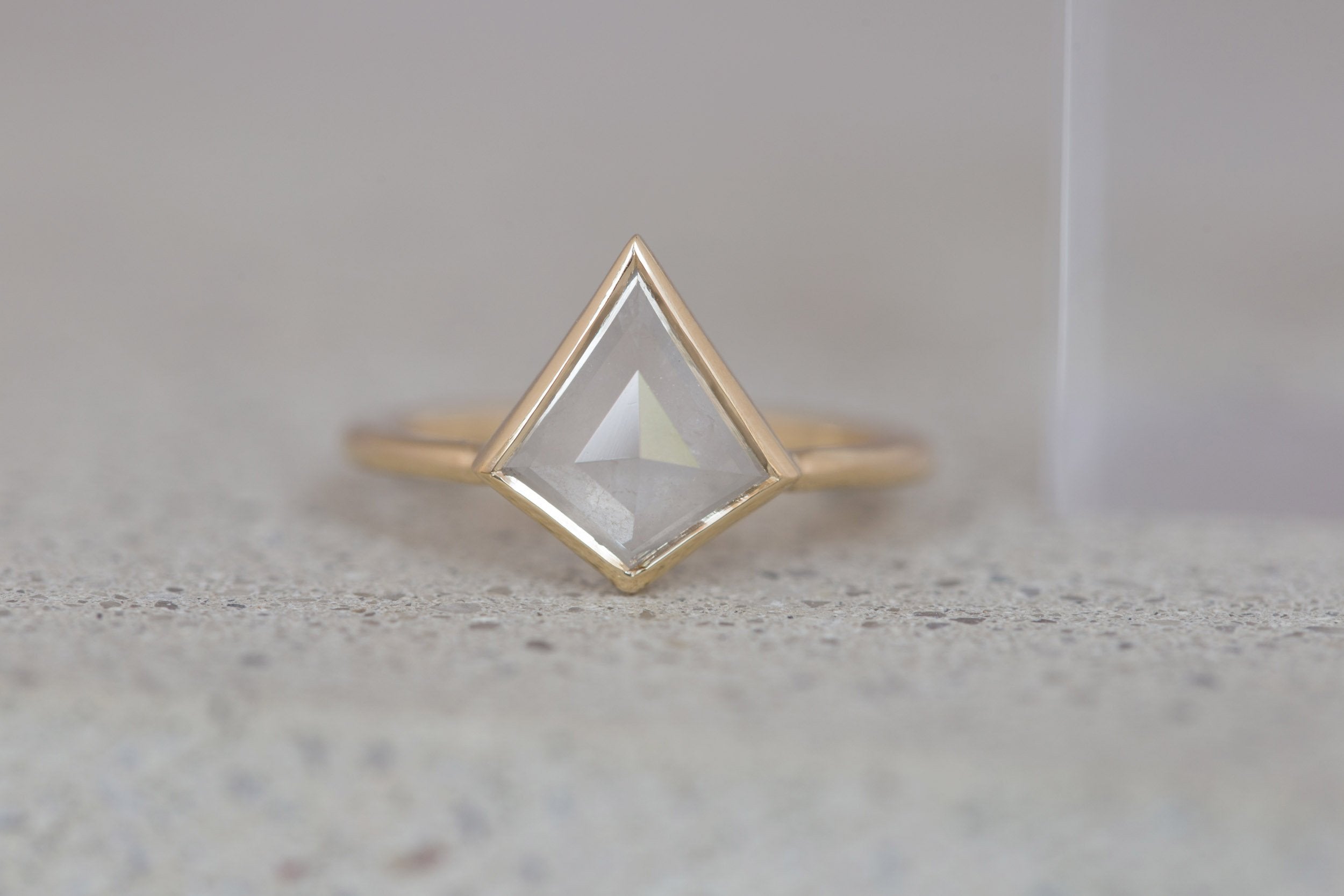 Avens Ring | Icy Diamond Kite Solitaire Engagement Ring 2.12 ct | 14k Recycled Gold | One of a Kind