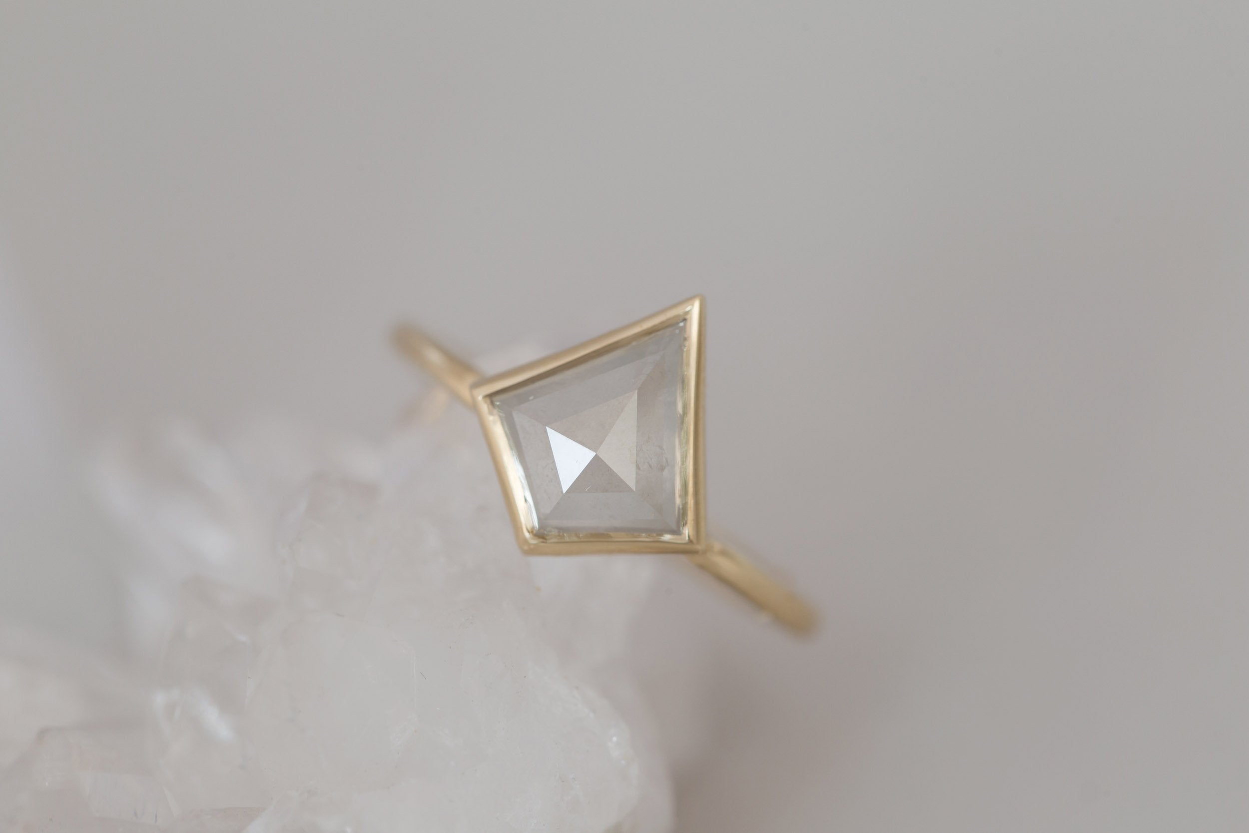 Avens Ring | Icy Diamond Kite Solitaire Engagement Ring 2.12 ct | 14k Recycled Gold | One of a Kind