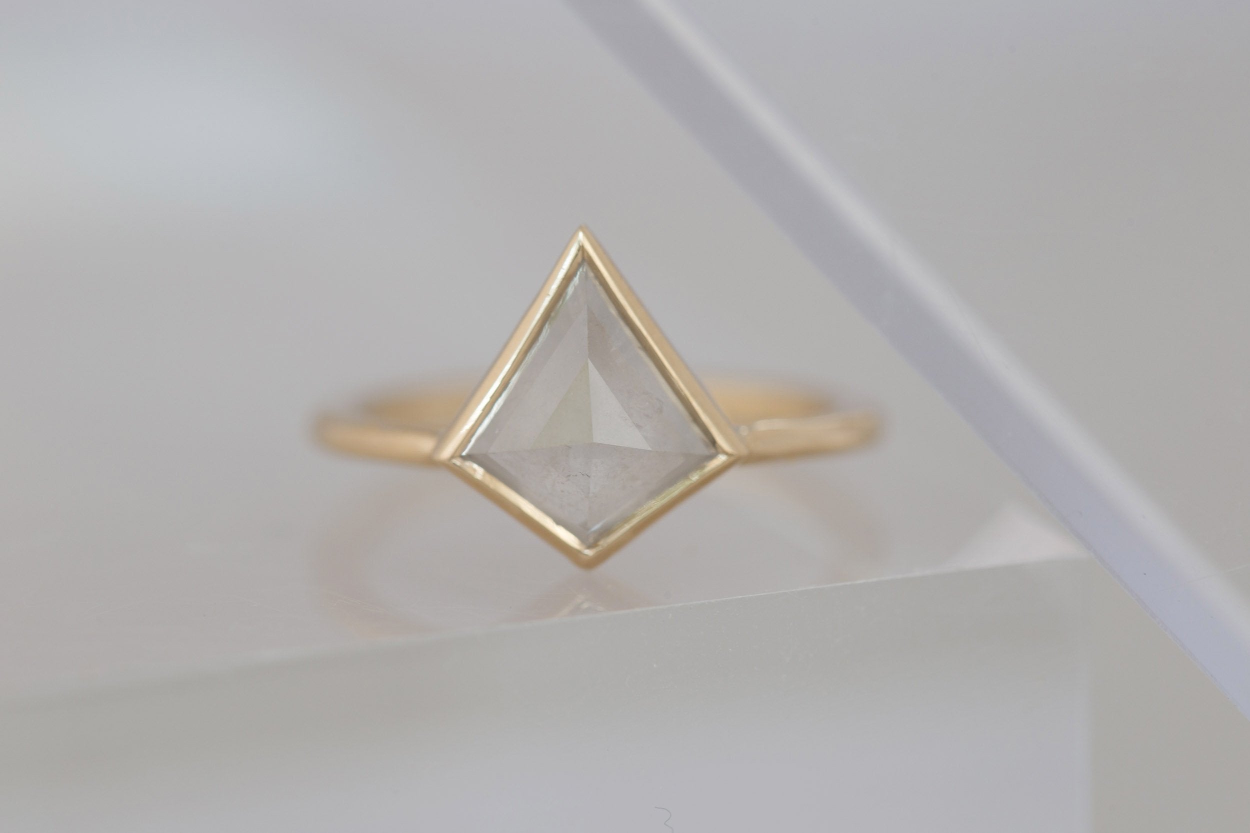 Avens Ring | Icy Diamond Kite Solitaire Engagement Ring 2.12 ct | 14k Recycled Gold | One of a Kind