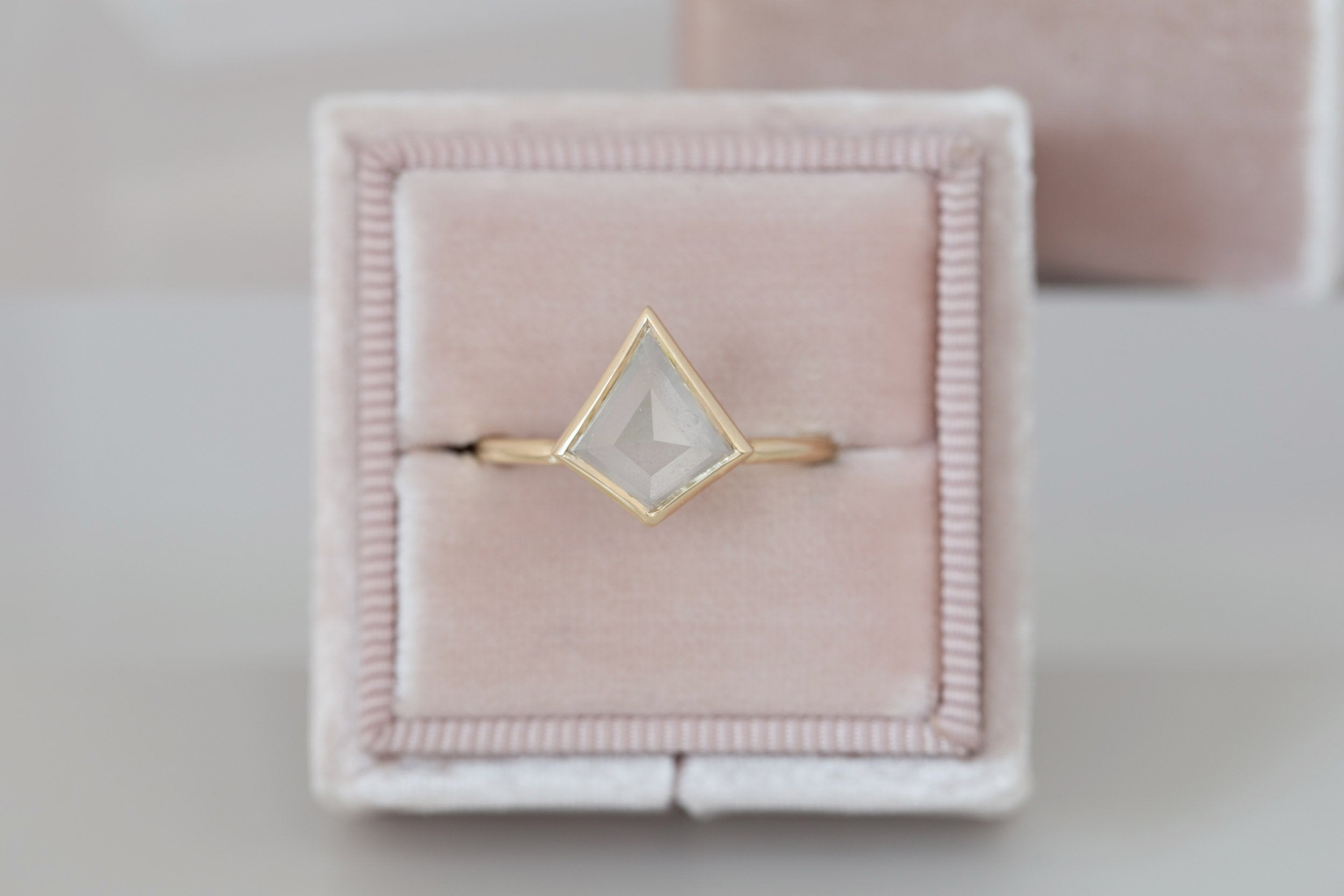 Avens Ring | Icy Diamond Kite Solitaire Engagement Ring 2.12 ct | 14k Recycled Gold | One of a Kind