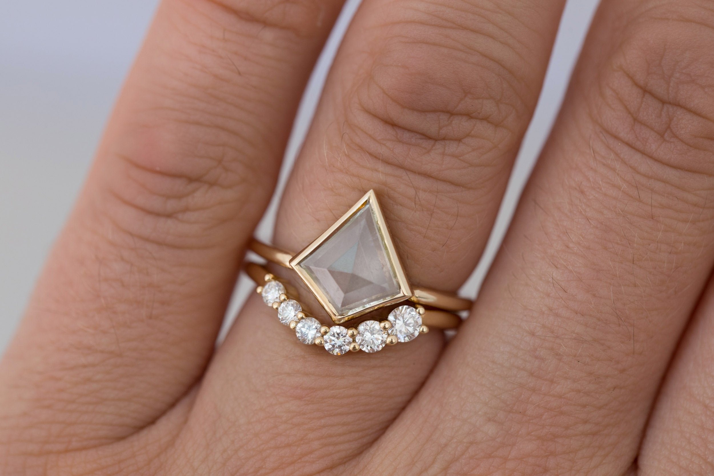 Avens Ring | Icy Diamond Kite Solitaire Engagement Ring 2.12 ct | 14k Recycled Gold | One of a Kind