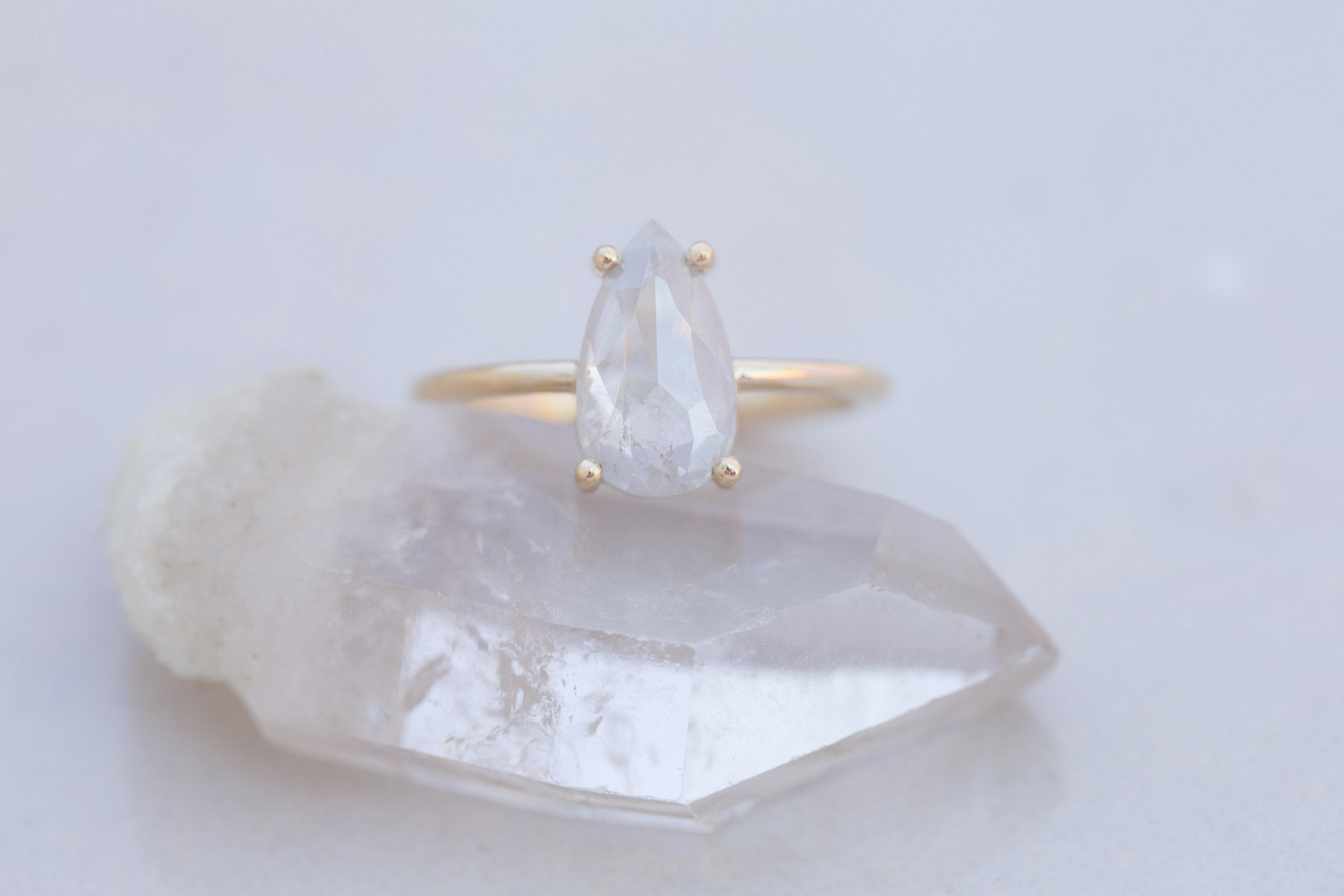 Briar Ring | Opalescent Rose Cut Diamond Solitaire Engagement Ring 2.28 ct | 14k Recycled Gold | One of a Kind