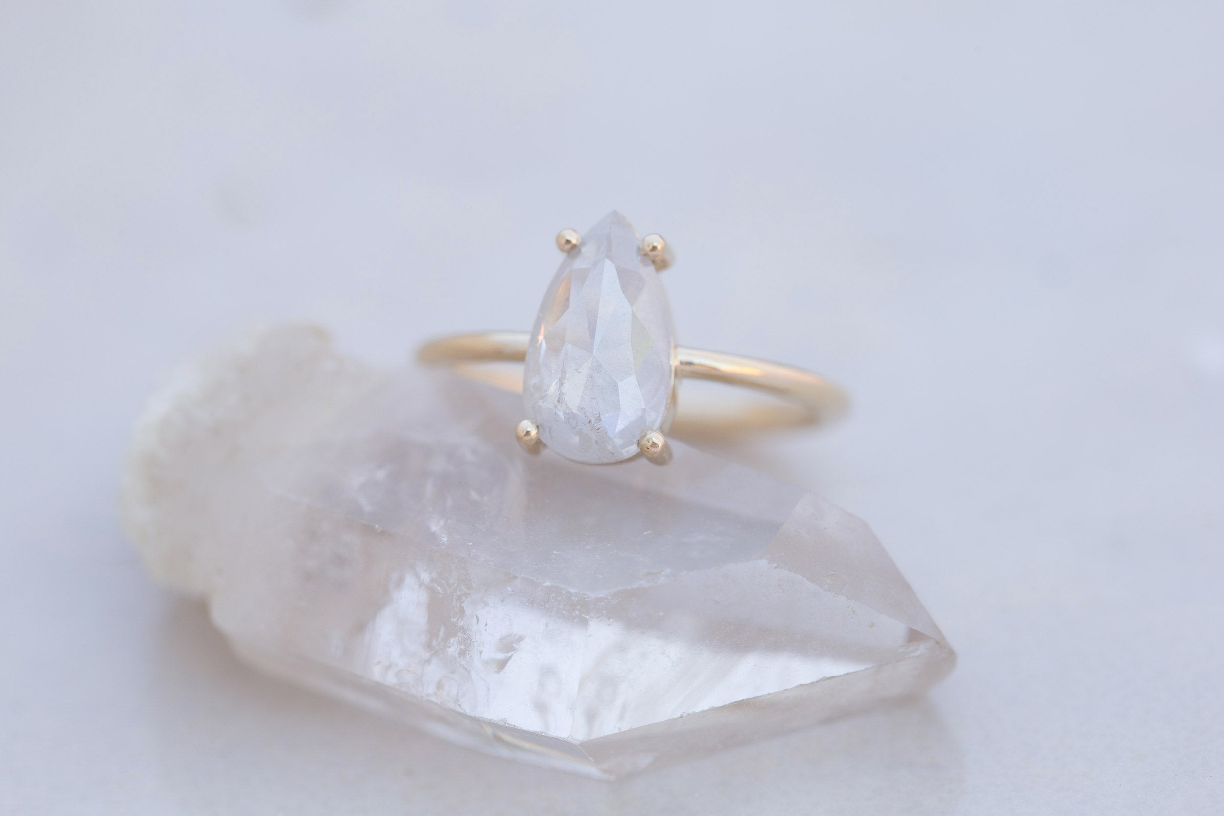 Briar Ring | Opalescent Rose Cut Diamond Solitaire Engagement Ring 2.28 ct | 14k Recycled Gold | One of a Kind