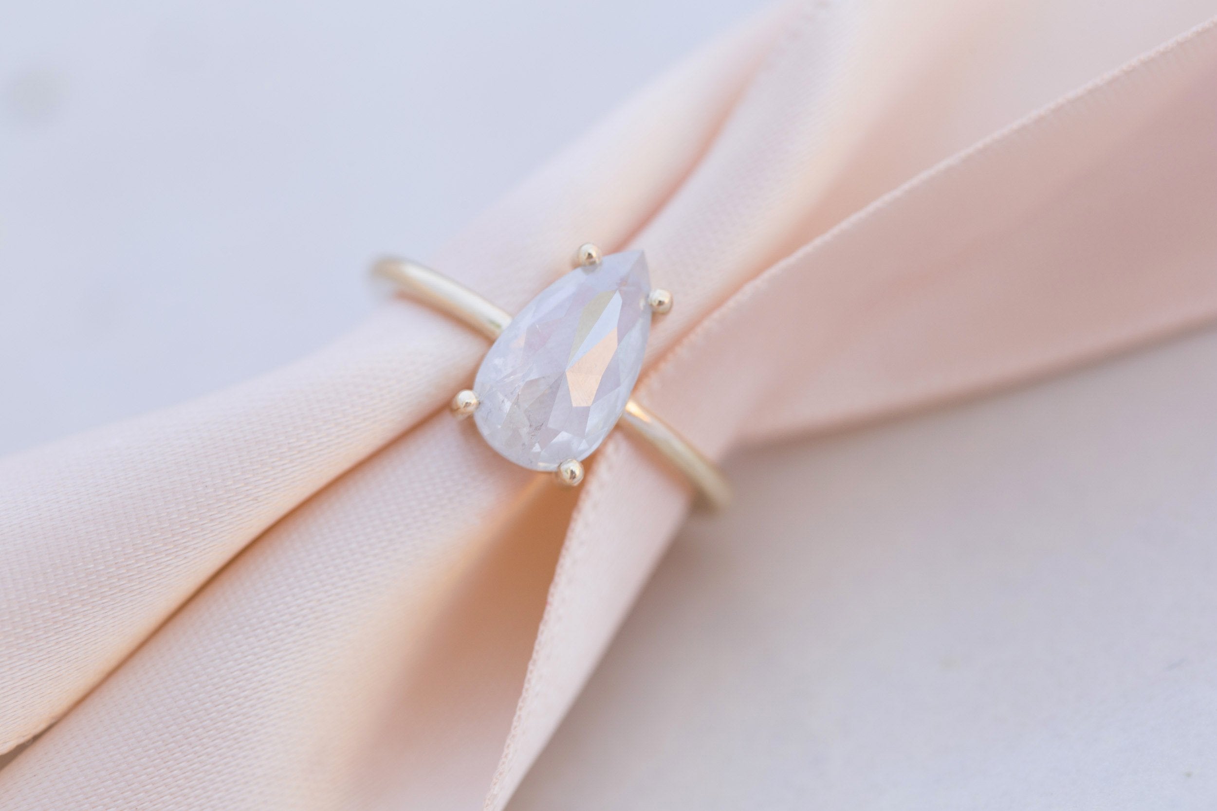 Briar Ring | Opalescent Rose Cut Diamond Solitaire Engagement Ring 2.28 ct | 14k Recycled Gold | One of a Kind