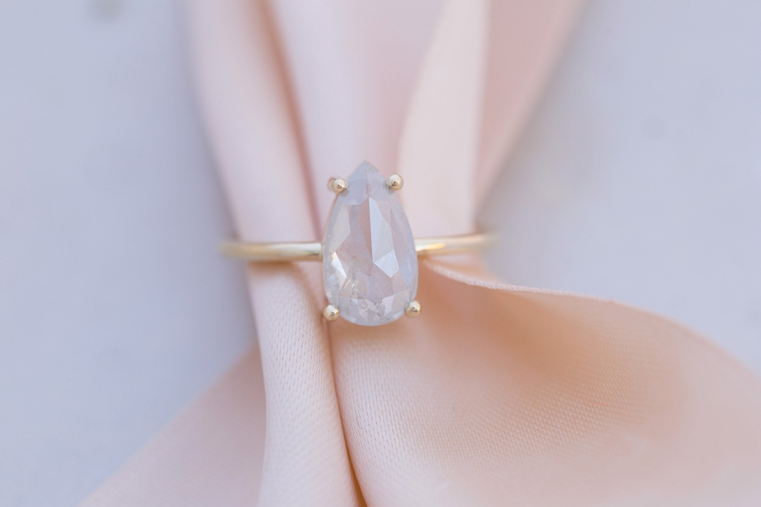 Briar Ring | Opalescent Rose Cut Diamond Solitaire Engagement Ring 2.28 ct | 14k Recycled Gold | One of a Kind