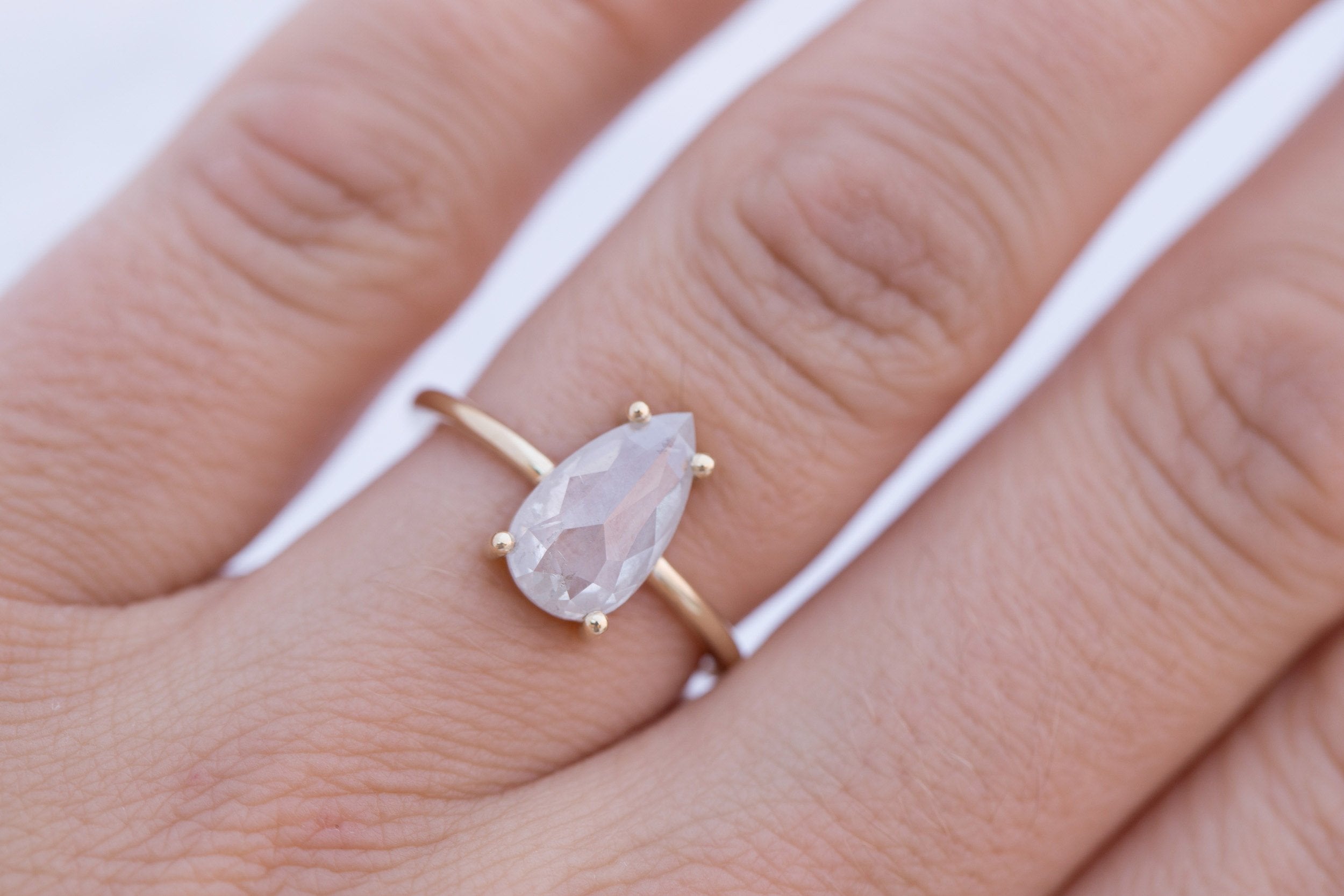 Briar Ring | Opalescent Rose Cut Diamond Solitaire Engagement Ring 2.28 ct | 14k Recycled Gold | One of a Kind