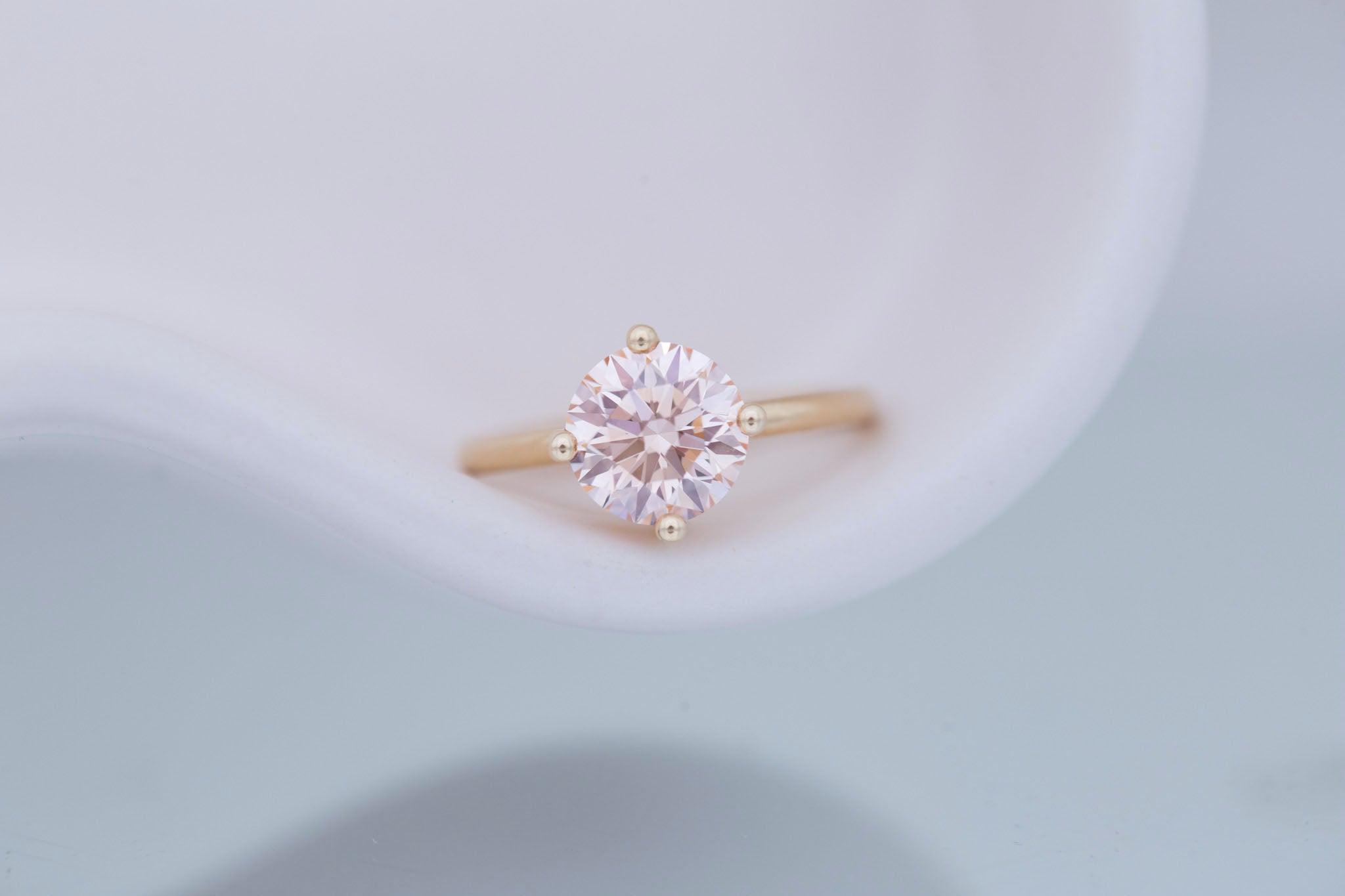 Leta Ring | Lab Antique Old European Cut Diamond Compass Set Solitaire Engagement Ring 2.36 ct | 14k Recycled Gold | One of a Kind