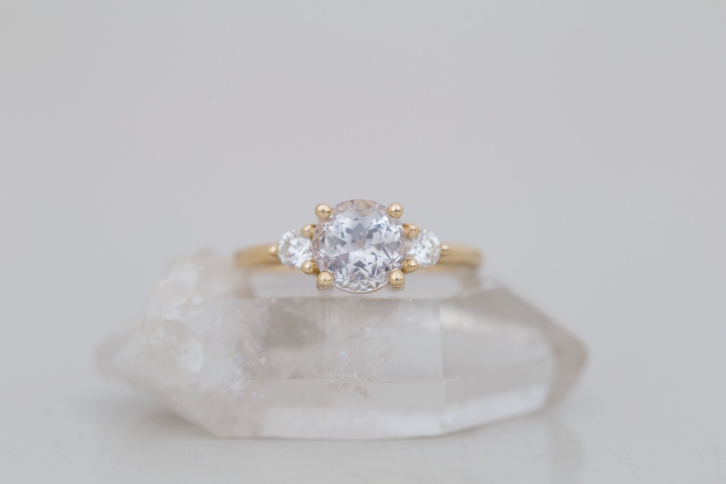 Maeve Ring | Icy Lavender Sapphire + Round Diamond Accent Engagement Ring 2.37 ct | 14k Recycled Gold | One of a Kind