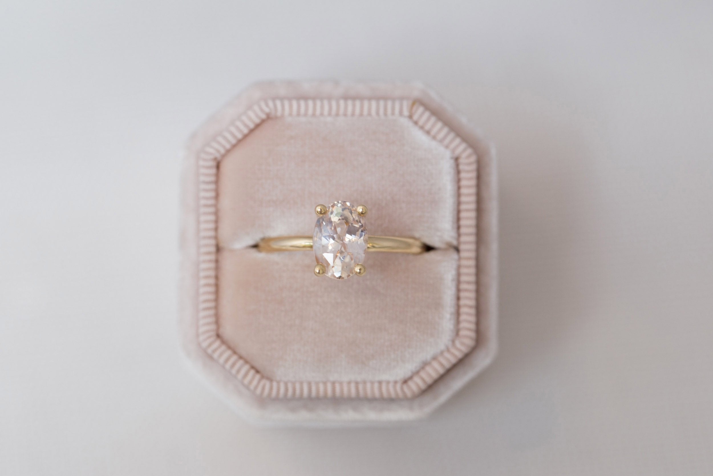 Briar Ring | Icy Pink Oval Sapphire Solitaire Engagement Ring 2.43 ct | 14k Recycled Gold | One of a Kind