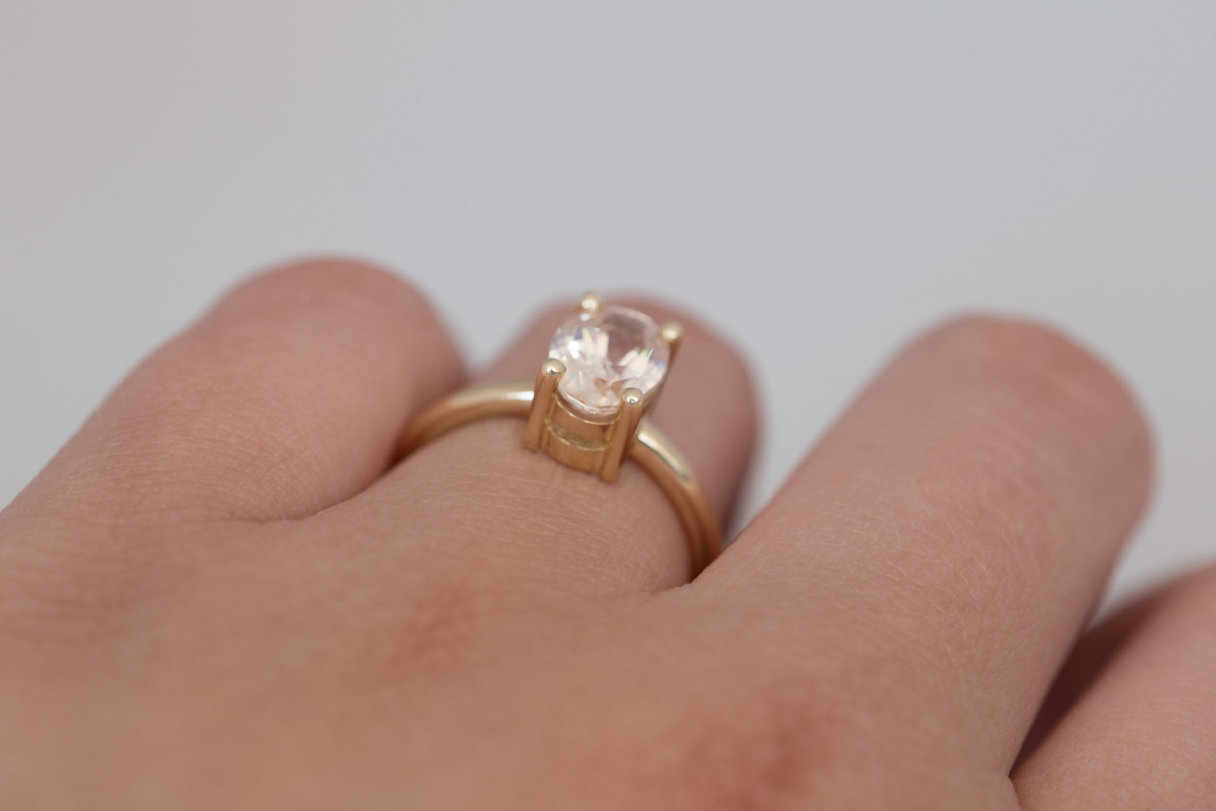Briar Ring | Icy Pink Oval Sapphire Solitaire Engagement Ring 2.43 ct | 14k Recycled Gold | One of a Kind