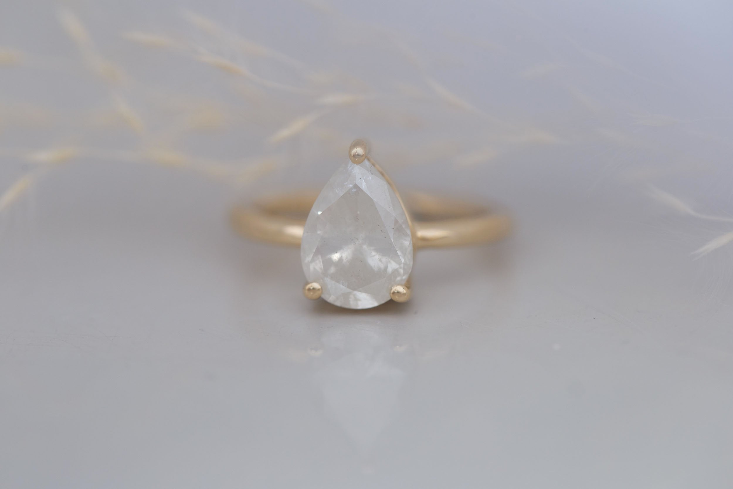 Briar Ring | Icy Pear Diamond Solitaire Engagement Ring 2.44 ct | 14k Recycled Gold | One of a Kind