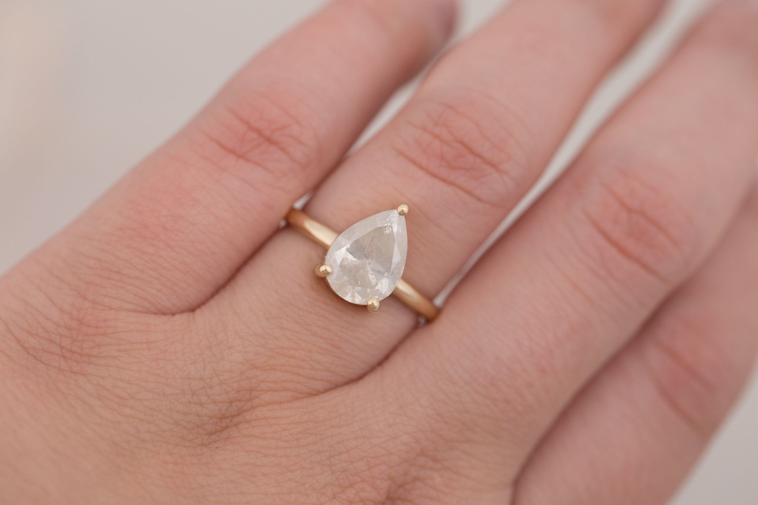 Briar Ring | Icy Pear Diamond Solitaire Engagement Ring 2.44 ct | 14k Recycled Gold | One of a Kind